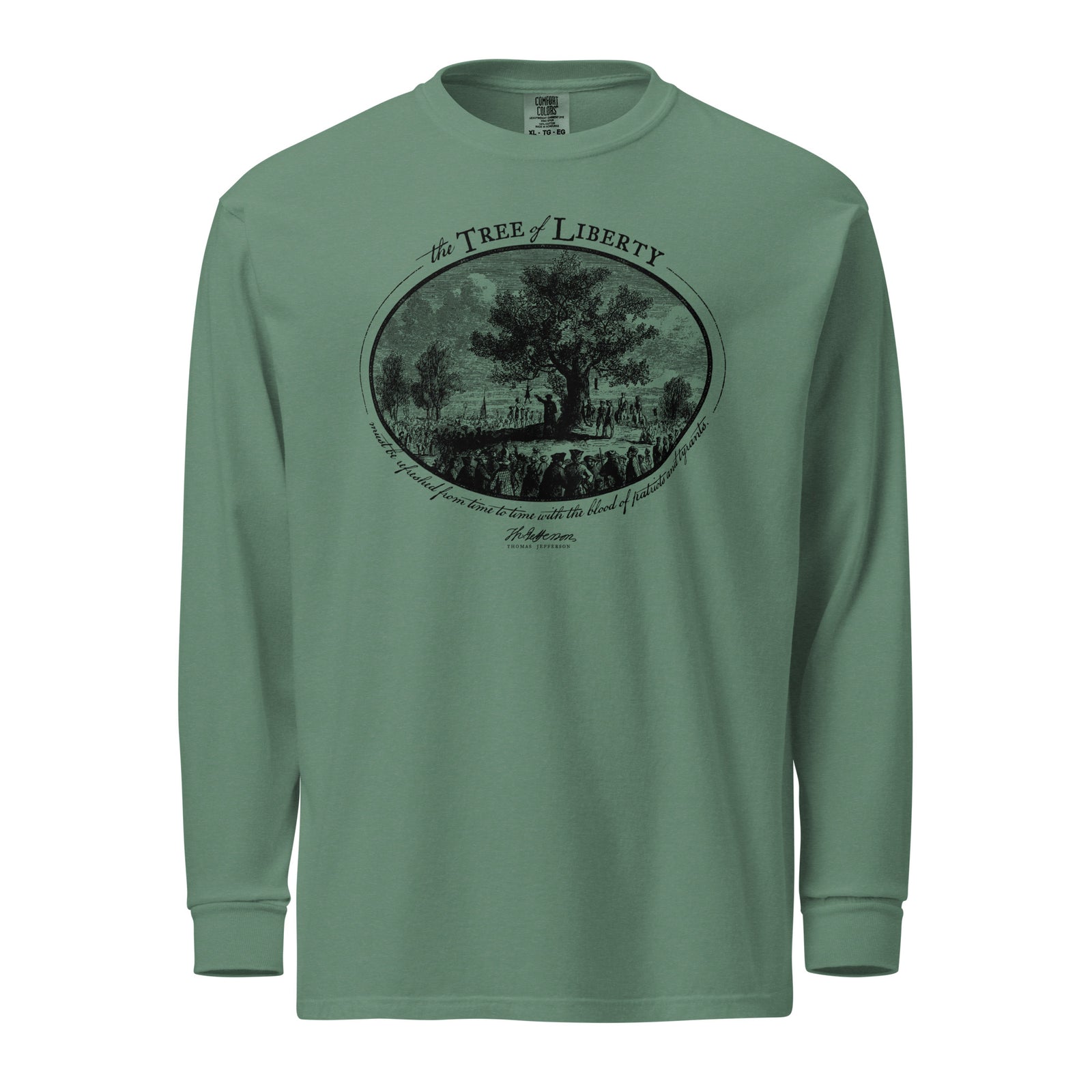 Thomas Jefferson Tree of Liberty Quote Garment-dyed Heavyweight Long-sleeve Shirt