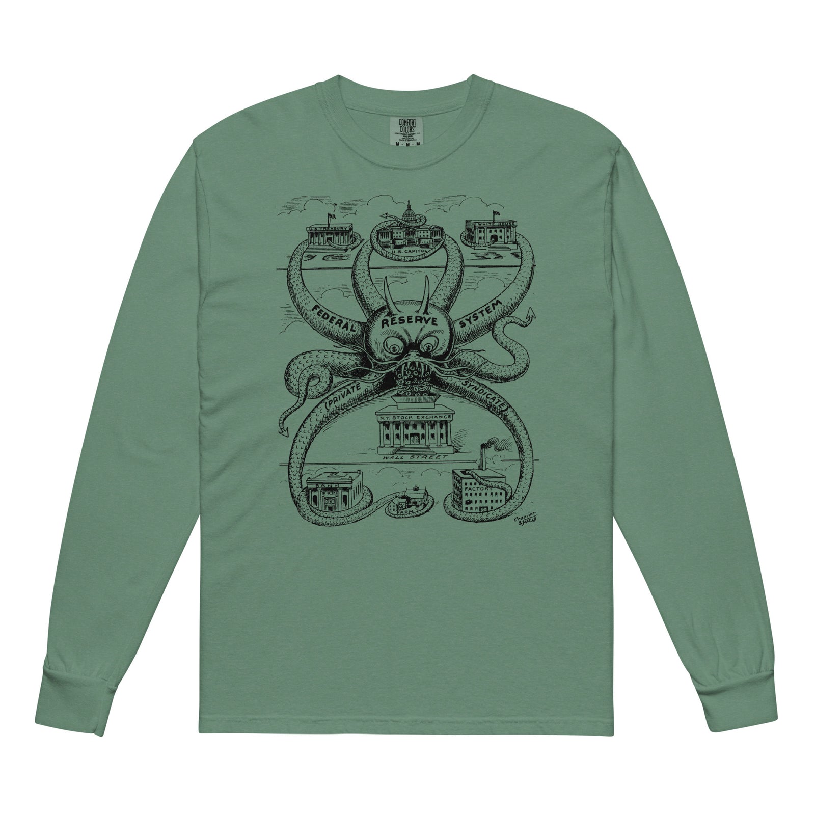 Federal Reserve Octopus Garment-dyed Heavyweight llong-sleeve Shirt