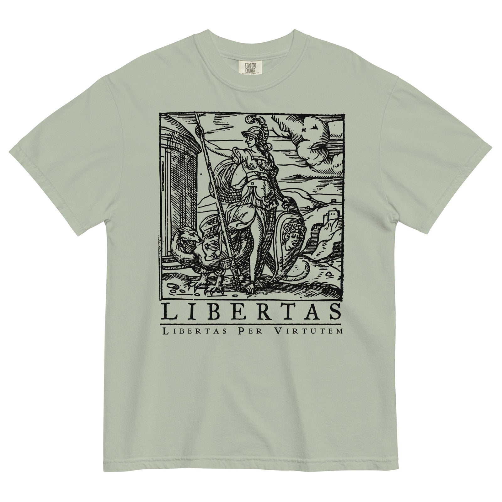 Libertas Freedom Through Virtue Garment-dyed Heavyweight Graphic T-shirt