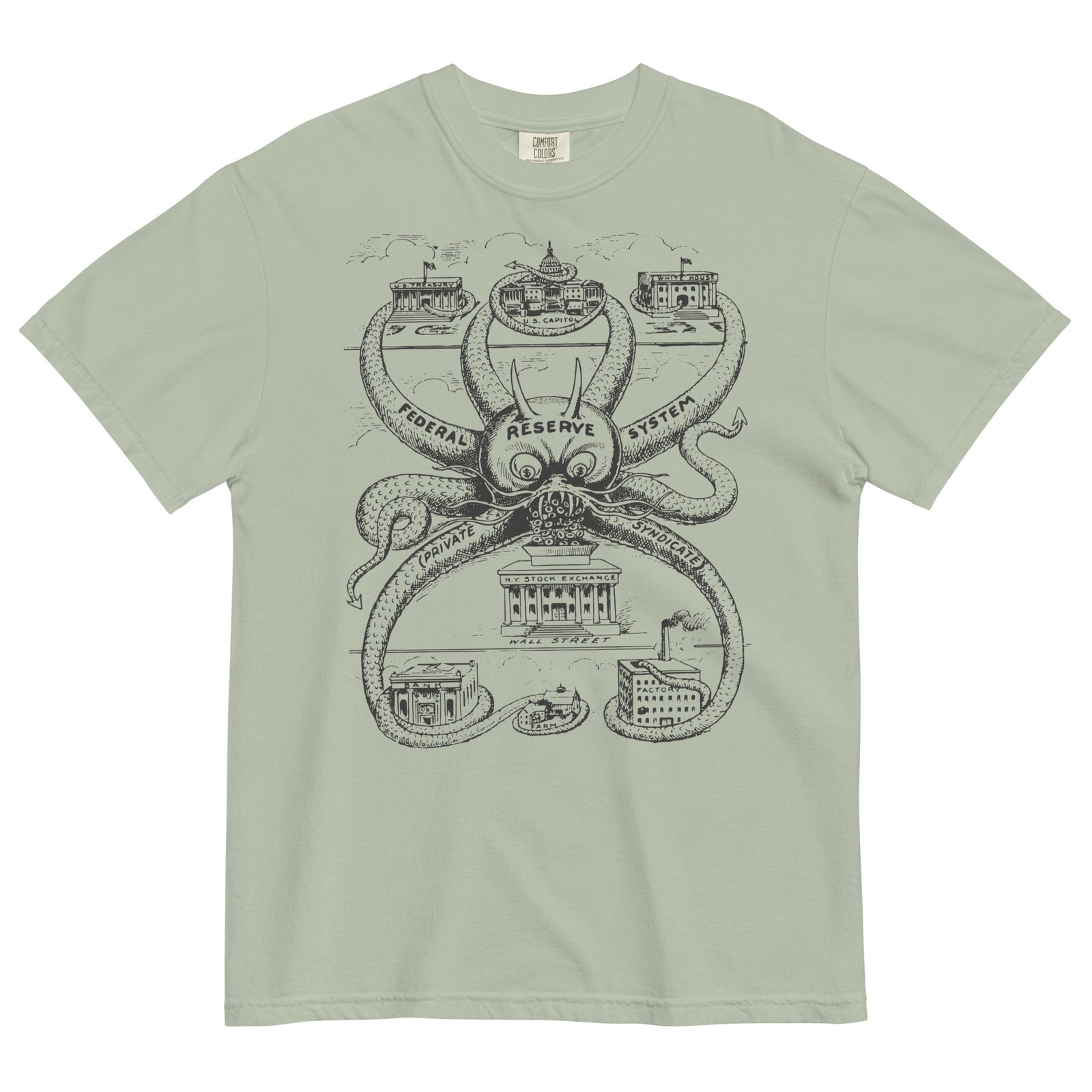 Federal Reserve Octopus Garment-dyed Heavyweight T-shirt