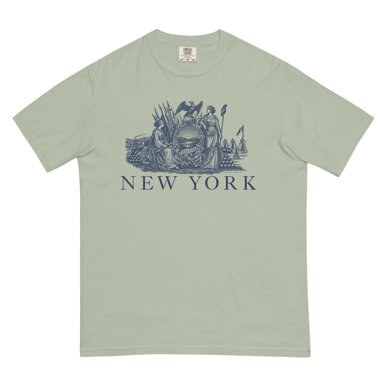 New York Vintage State Seal Garment-dyed Heavyweight T-Shirt by Liberty Maniacs