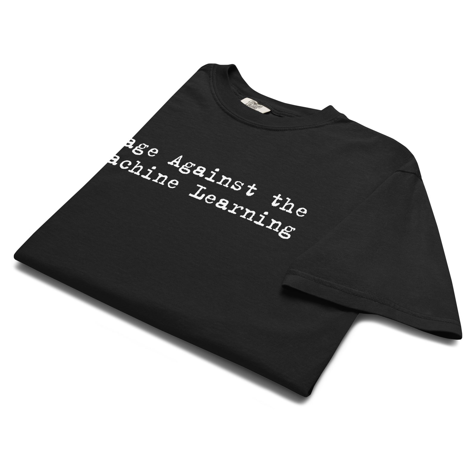 Folded Rage Against the Machine Learning black heavyweight tee