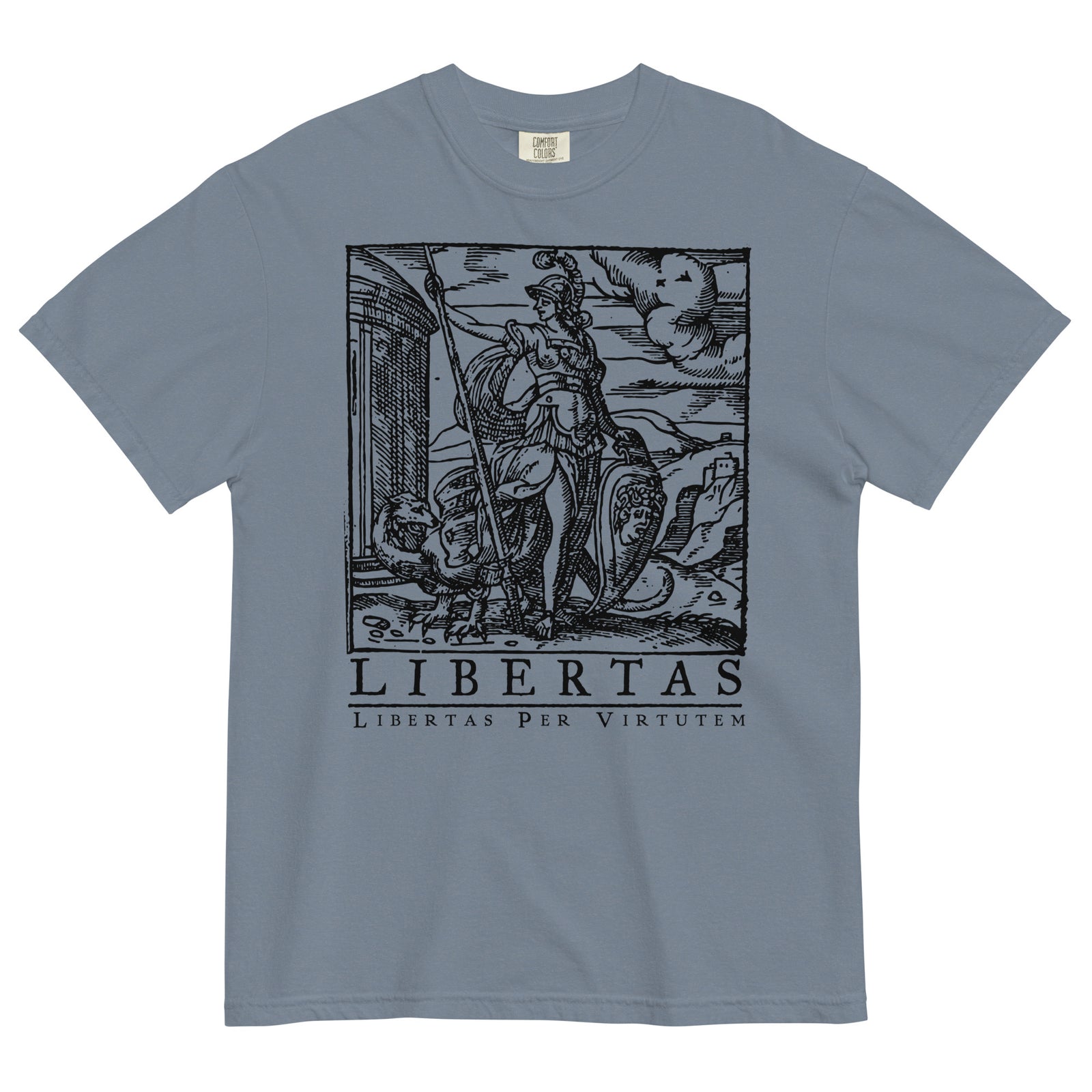 Libertas Freedom Through Virtue Garment-dyed Heavyweight Graphic T-shirt