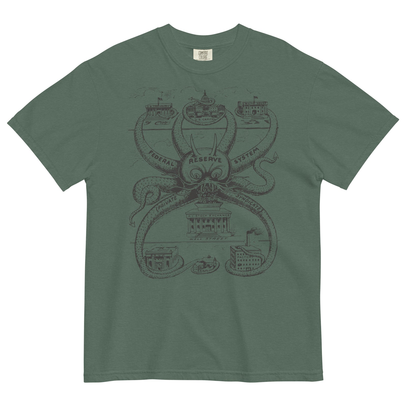 Federal Reserve Octopus Garment-dyed Heavyweight T-shirt