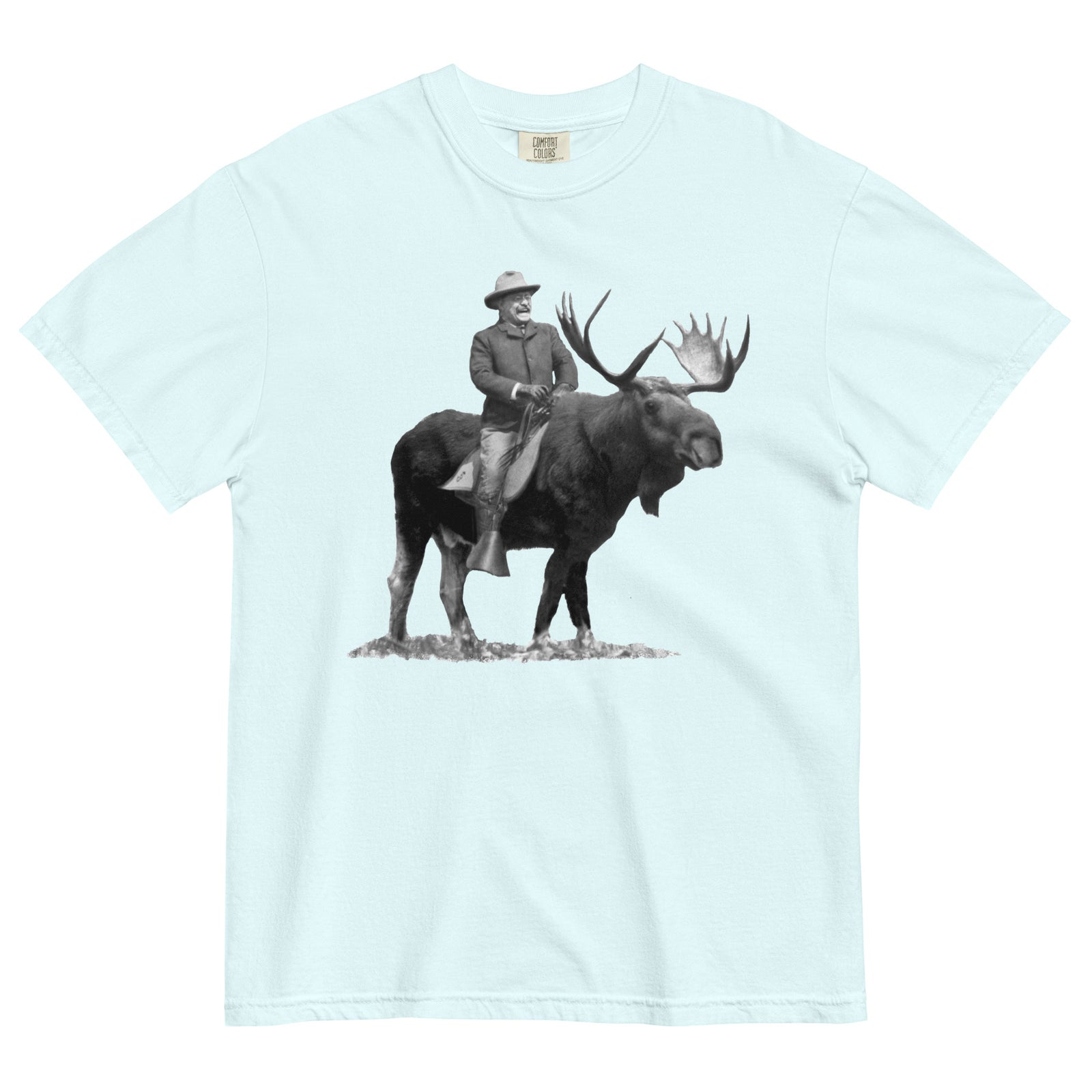 Teddy Roosevelt Riding A Bull Moose Garment-dyed Heavyweight T-Shirt