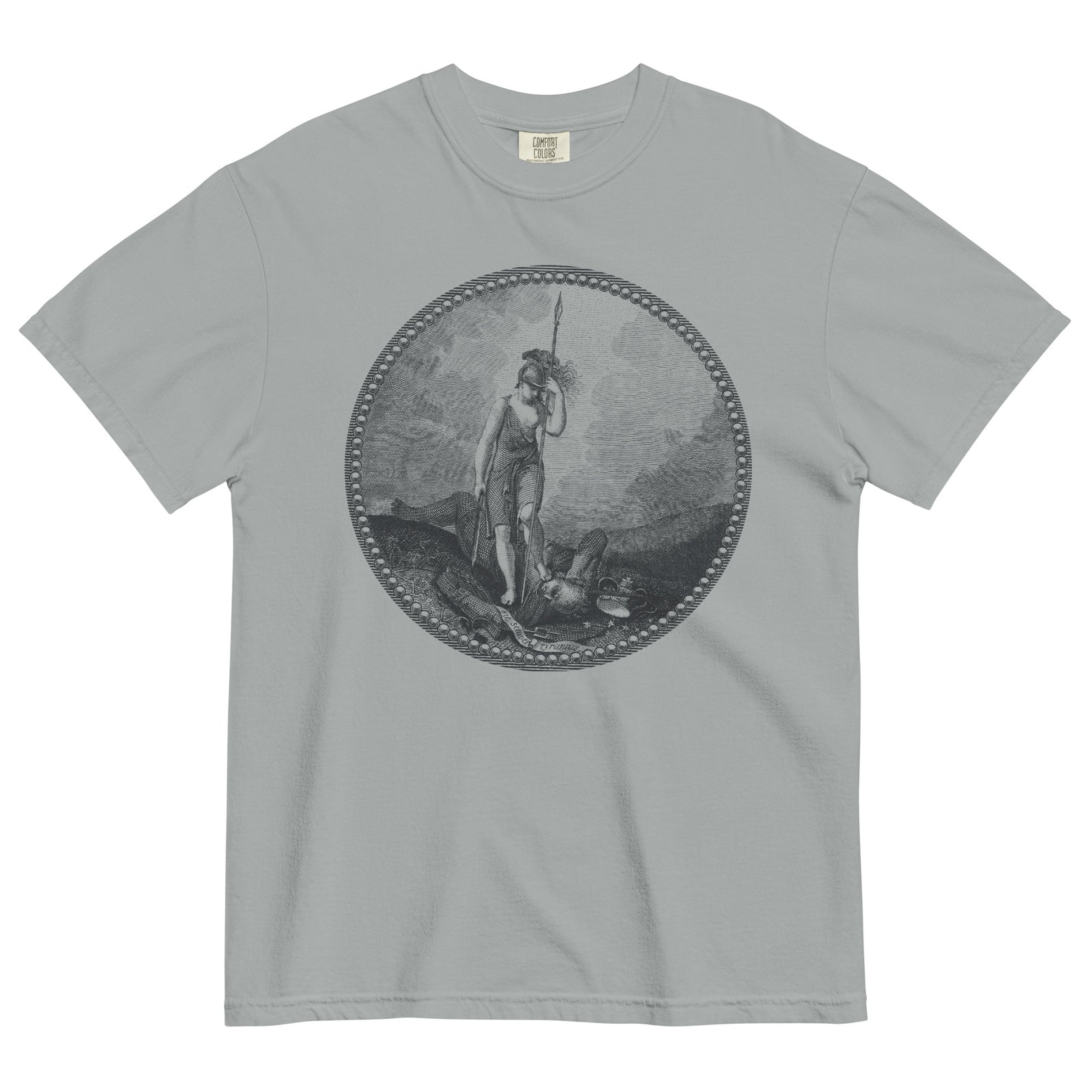 Sic Semper Tyrannis Virginia seal graphic T-shirt in granite grey by Liberty Maniacs