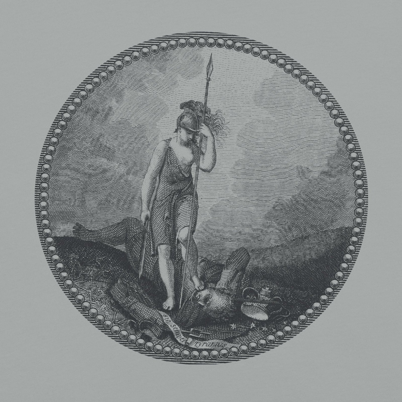 Sic Semper Tyrannis Virginia seal graphic T-shirt in granite grey by Liberty Maniacs