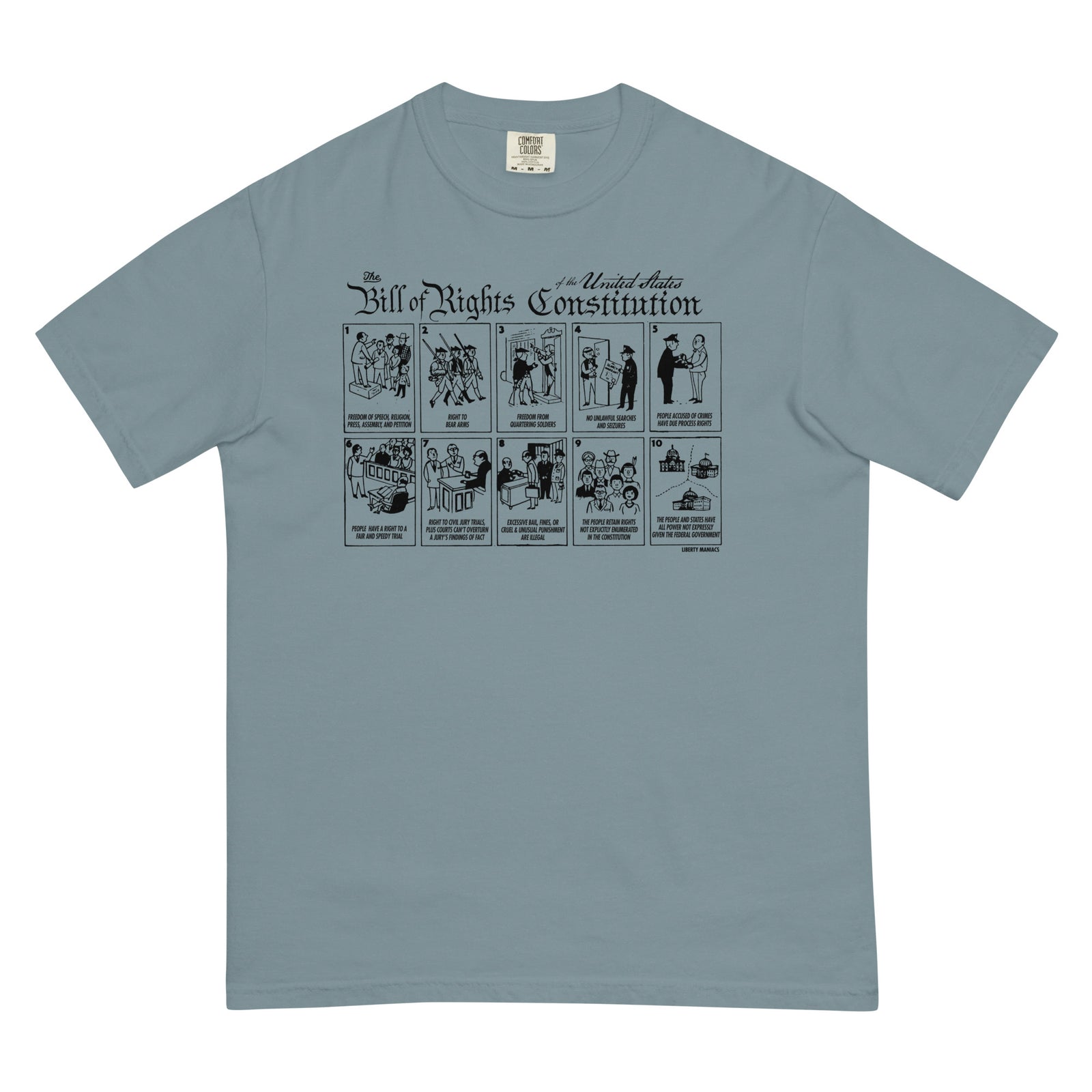 The Illustrated Bill of Rights Garment-dyed Heavyweight T-Shirt