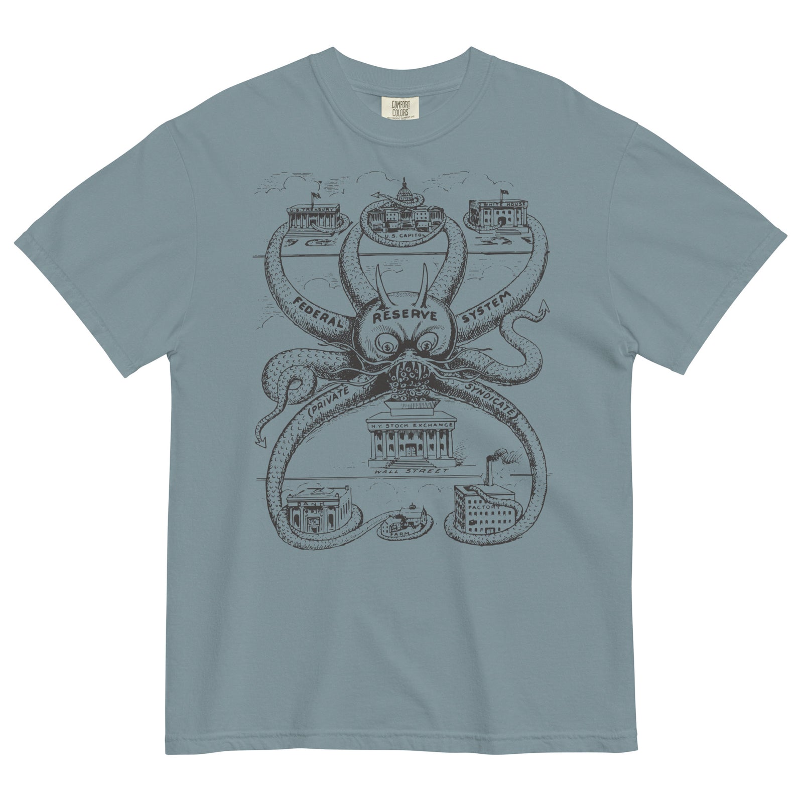 Federal Reserve Octopus Garment-dyed Heavyweight T-shirt