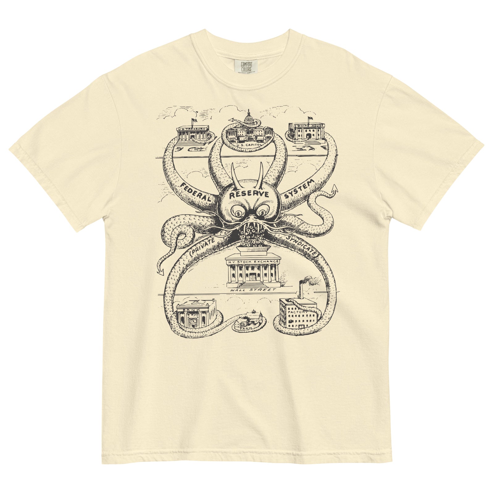 Federal Reserve Octopus Garment-dyed Heavyweight T-shirt