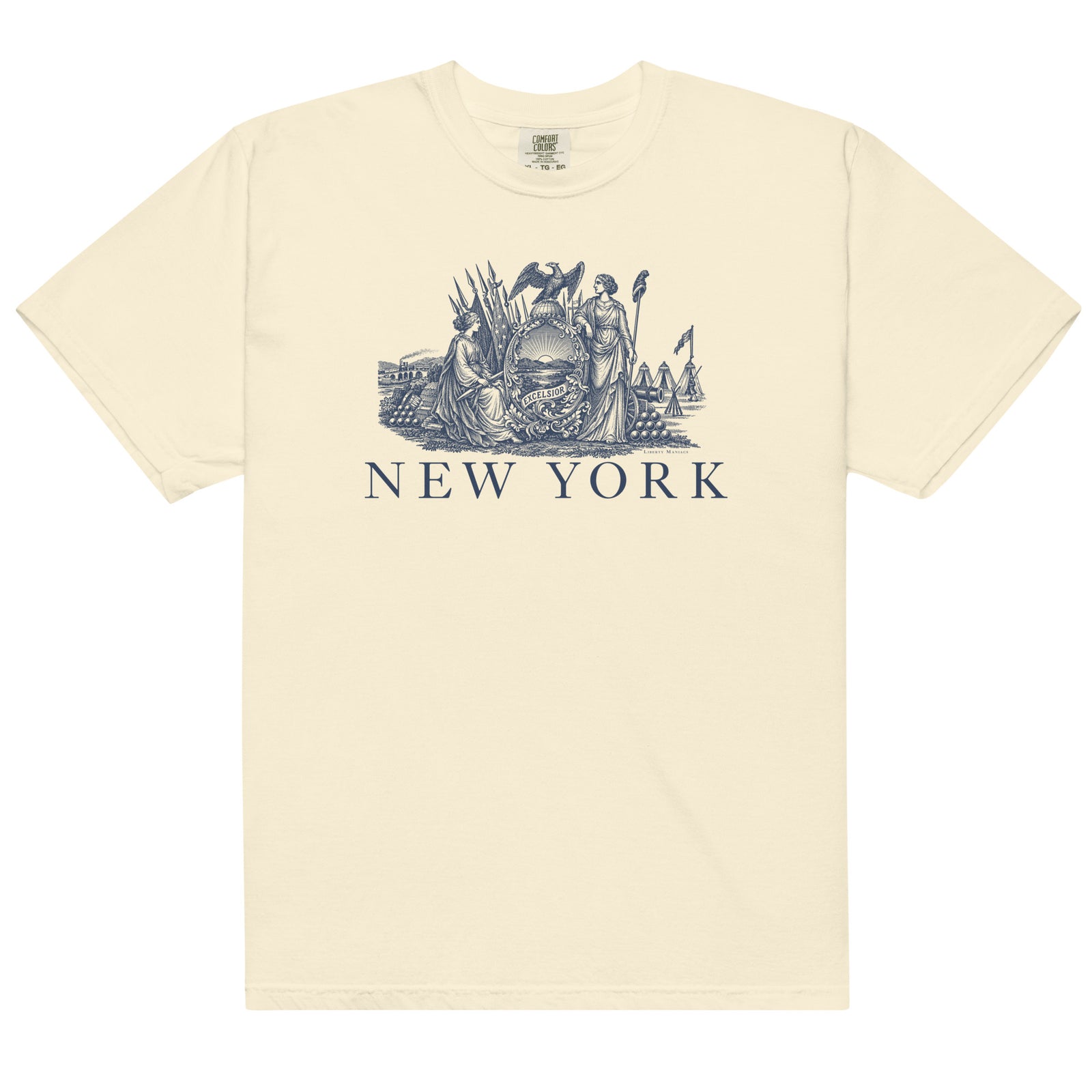 New York Vintage State Seal Garment-dyed Heavyweight T-Shirt by Liberty Maniacs
