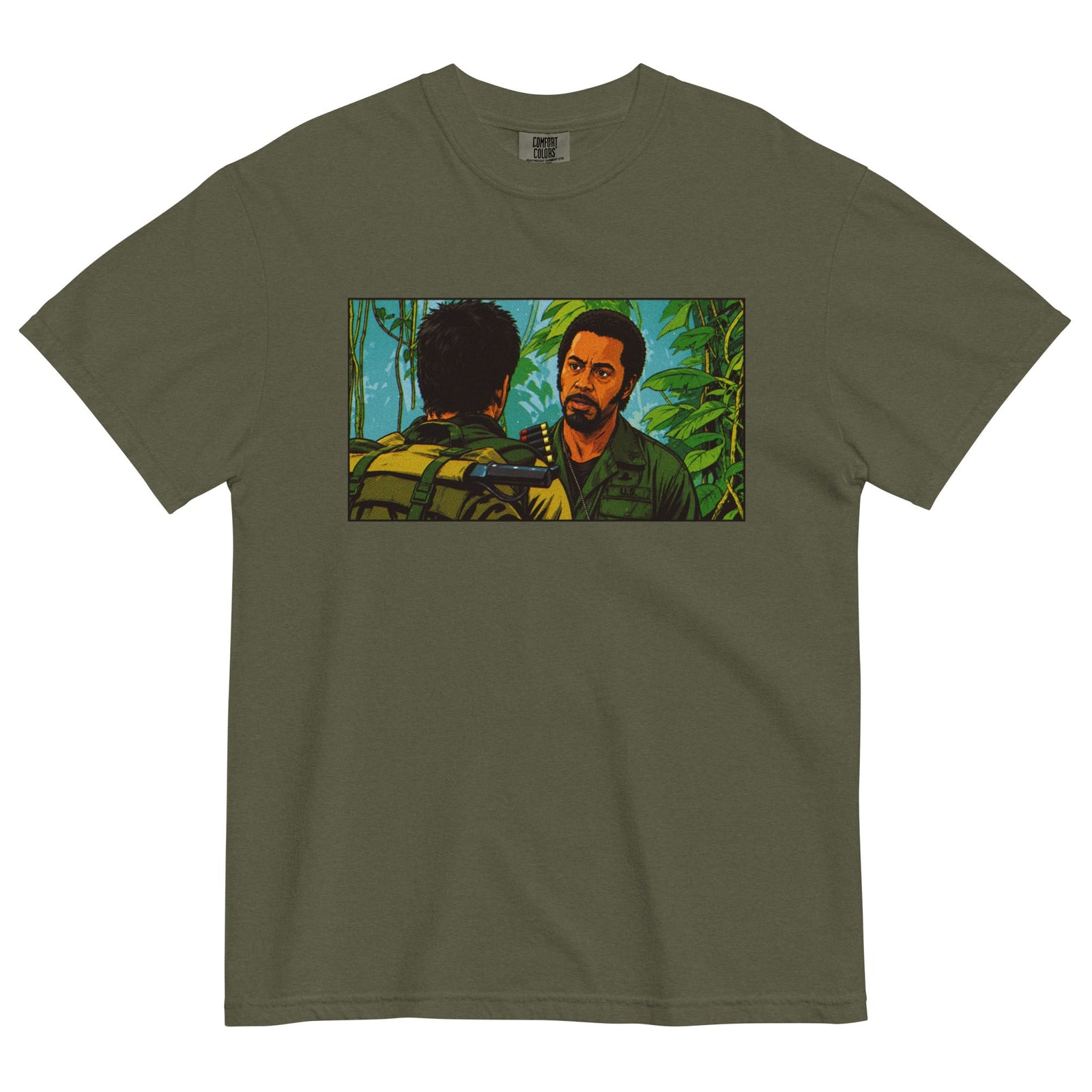 Never Go Full graphic tee in sage garment-dyed cotton