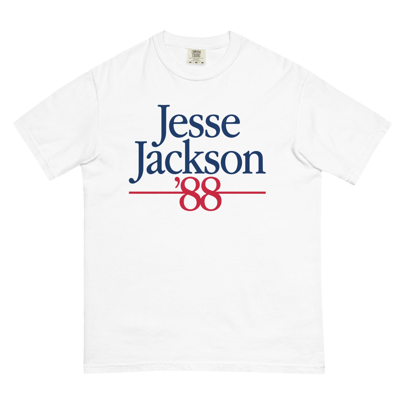 White t-shirt with 'Jesse Jackson 88' text on a white background