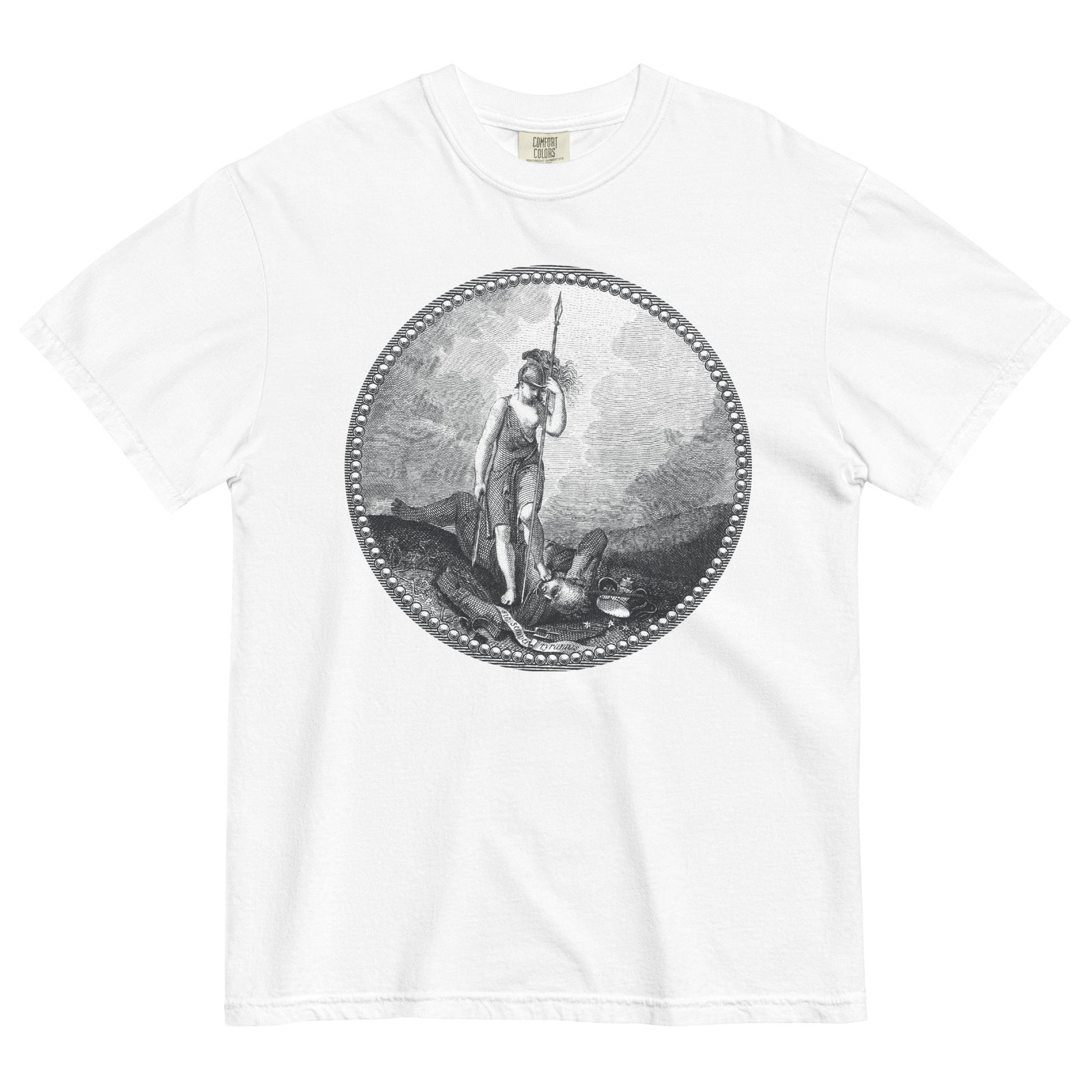 Sic Semper Tyrannis Virginia seal graphic T-shirt in white by Liberty Maniacs