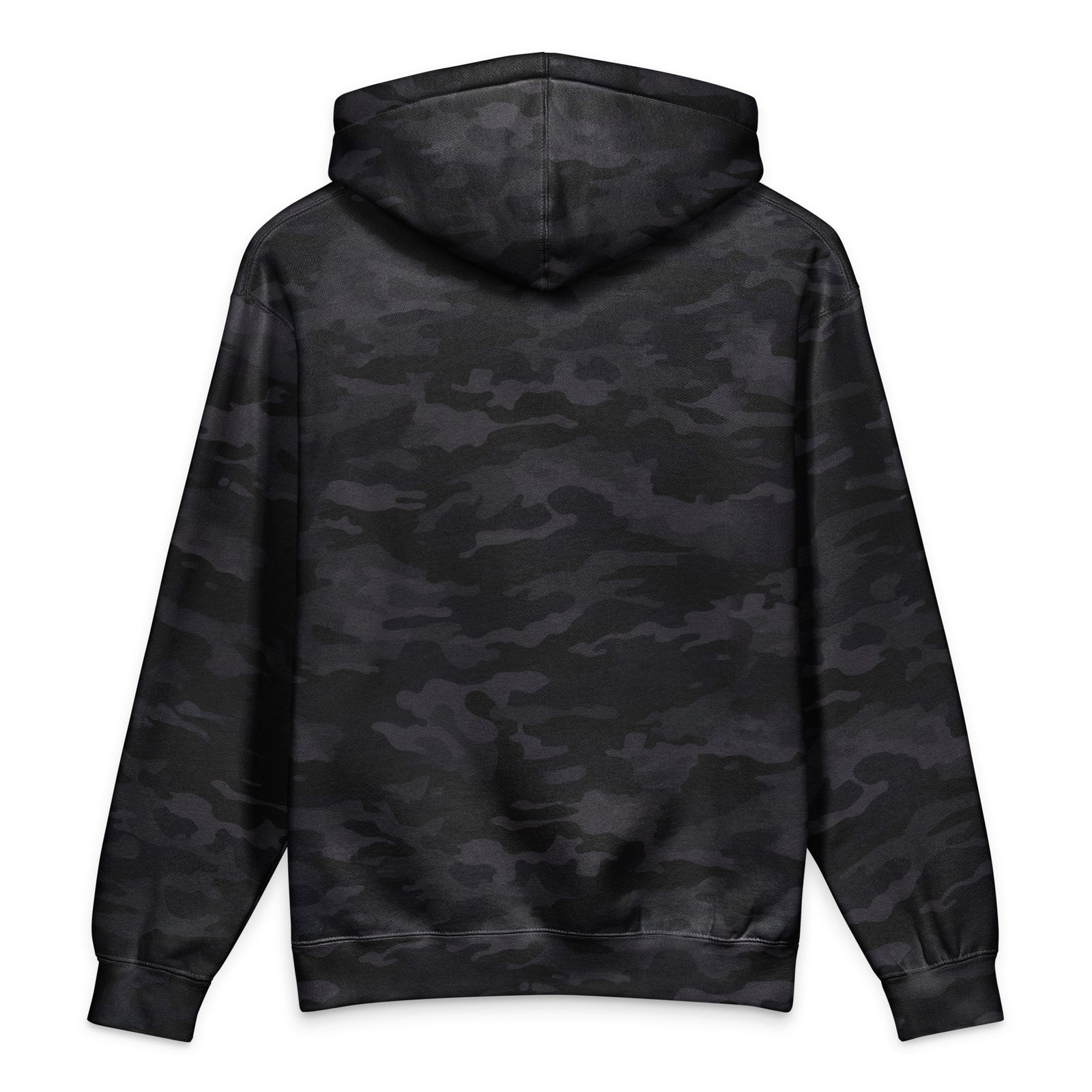 No Step on Snek embroidered hoodie in Black Camo, back view