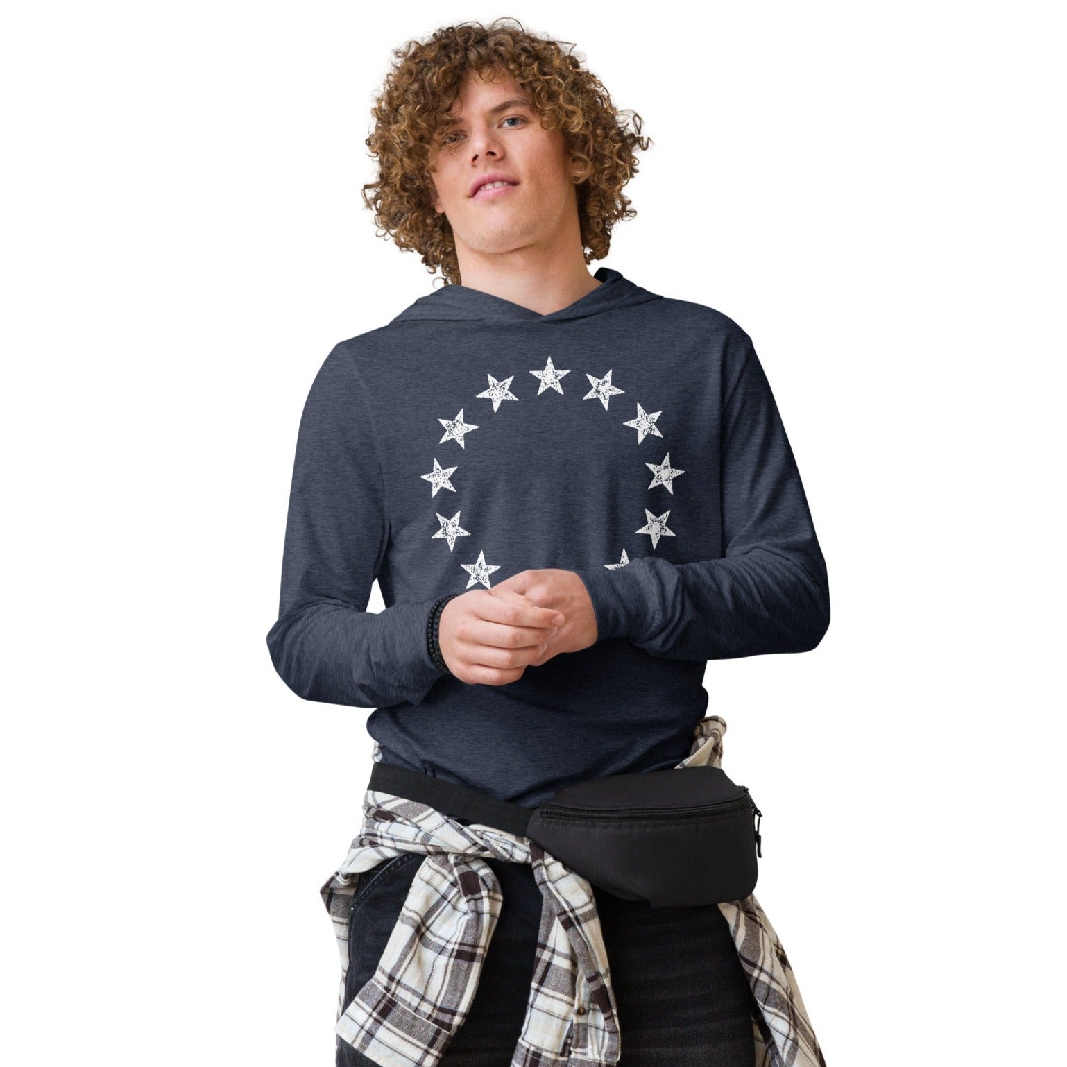 13 Stars Vintage Betsy Ross Revolution Hooded Long-Sleeve Tee