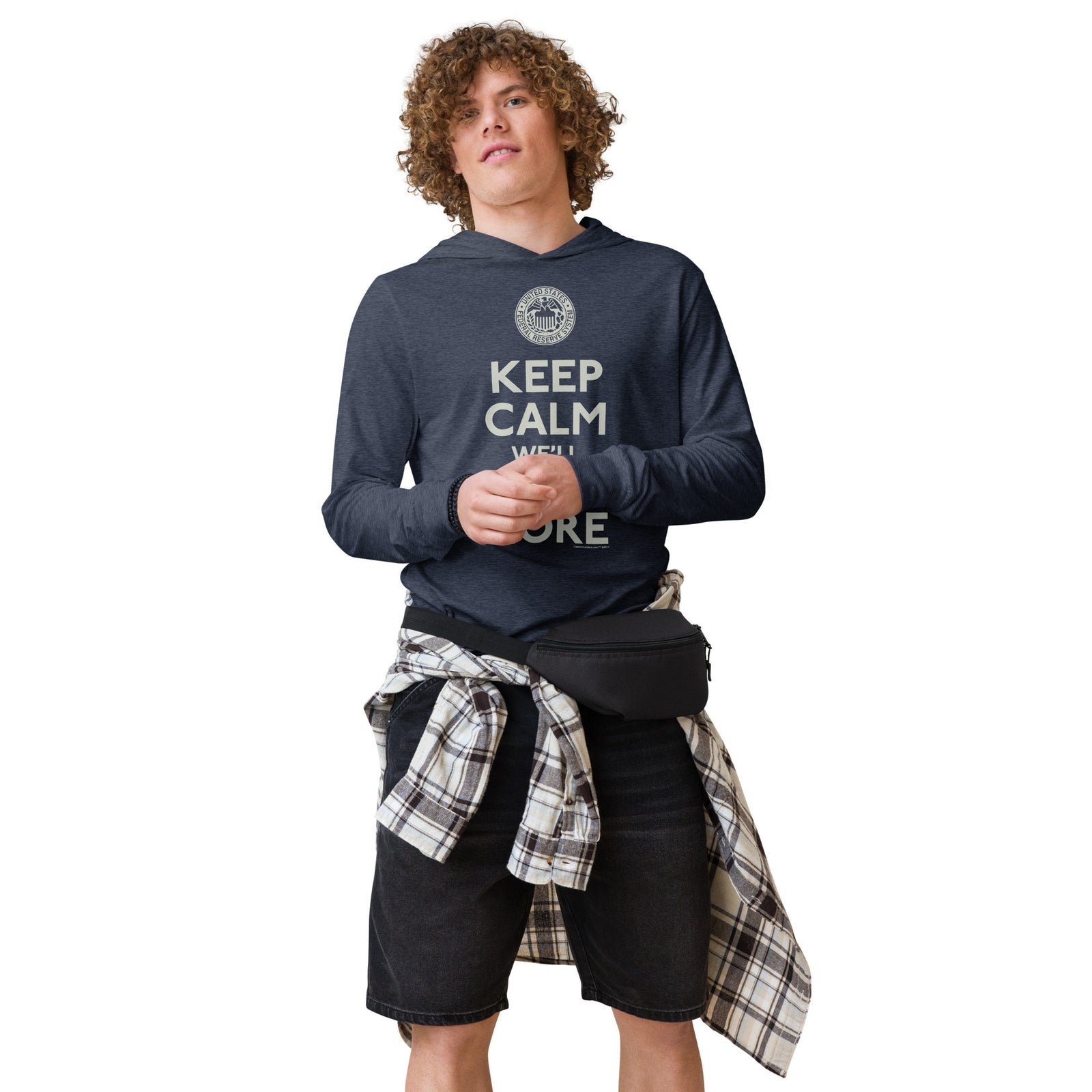 Keep Calm We'll Print More Federal Reserve Hooded long-sleeve tee