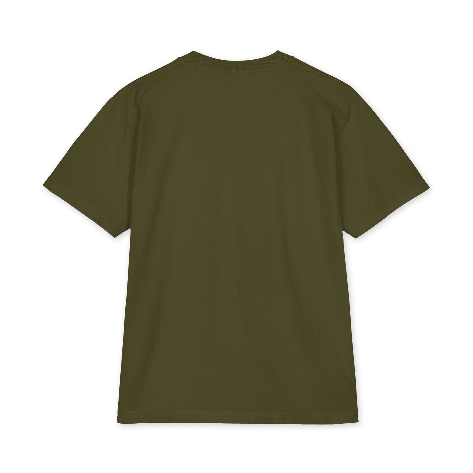 Olive oversized heavyweight USA T-shirt, plain back view