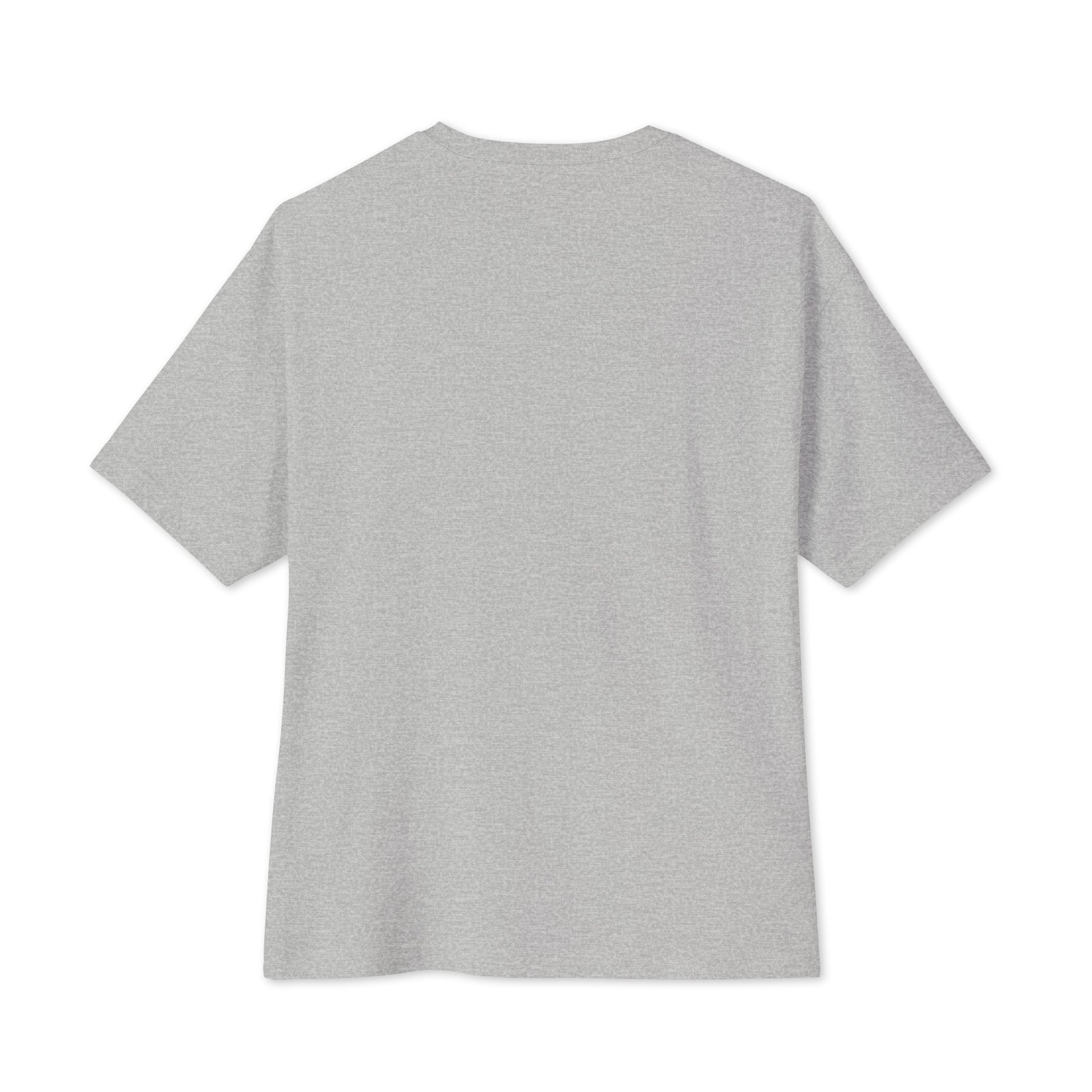 Athletic heather oversized boxy T-shirt, plain back view showing dropped shoulders