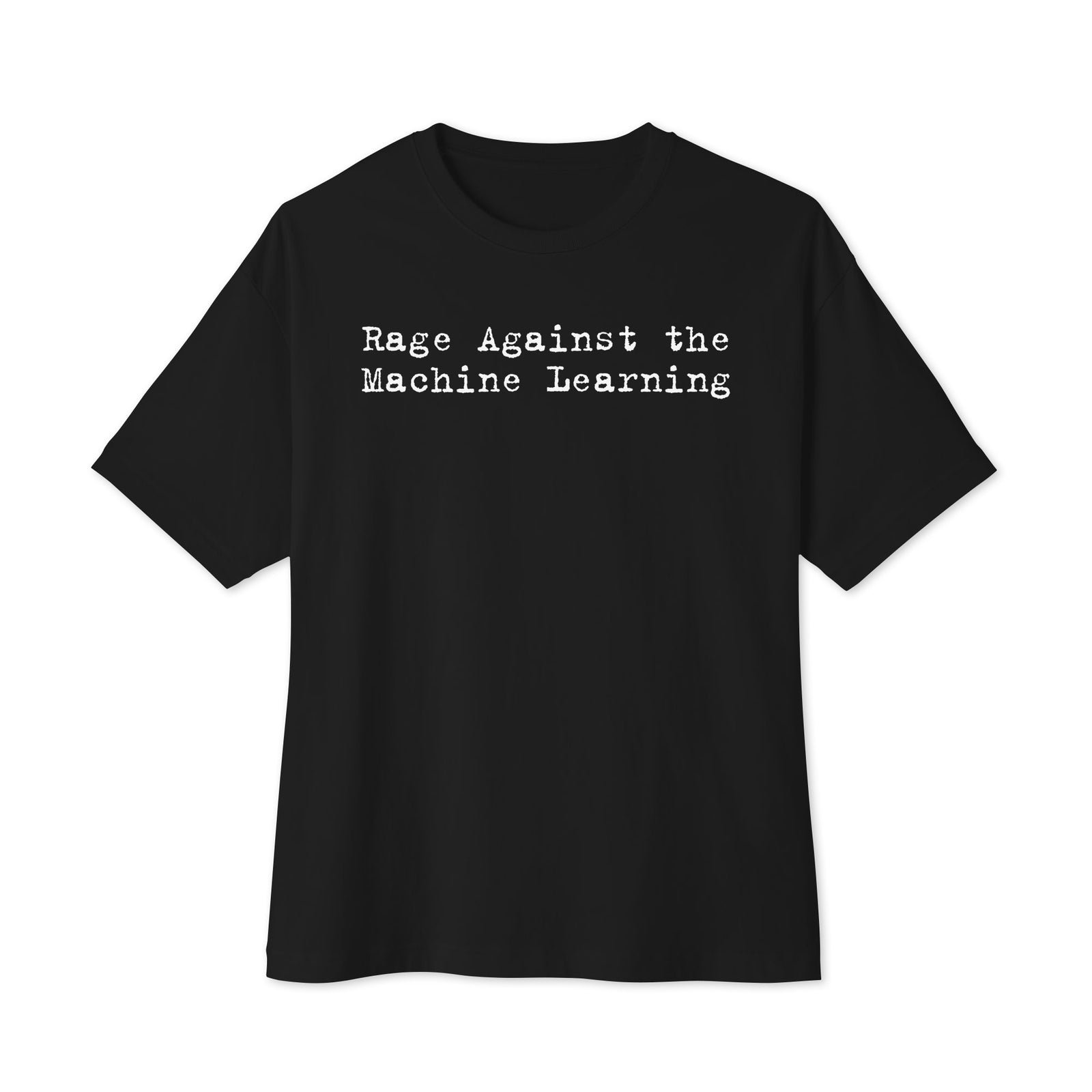 Rage Against the Machine Learning black oversized boxy tee, front view