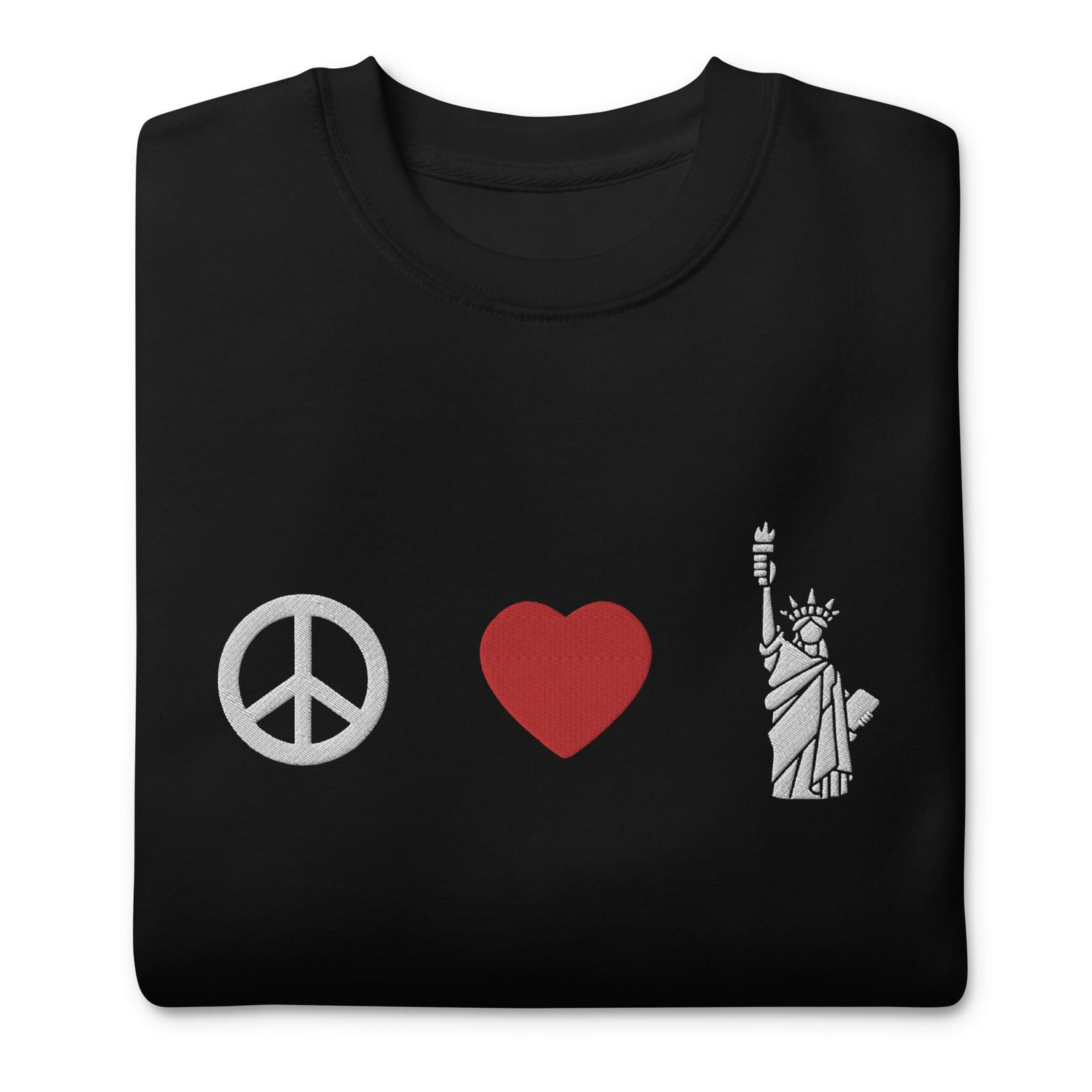 Peace Love Liberty Embroidered Crewneck Sweatshirt