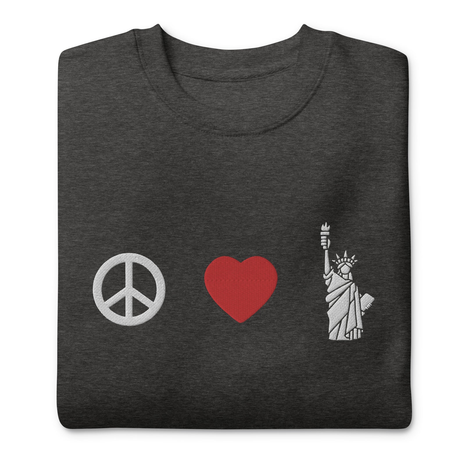 Peace Love Liberty Embroidered Crewneck Sweatshirt