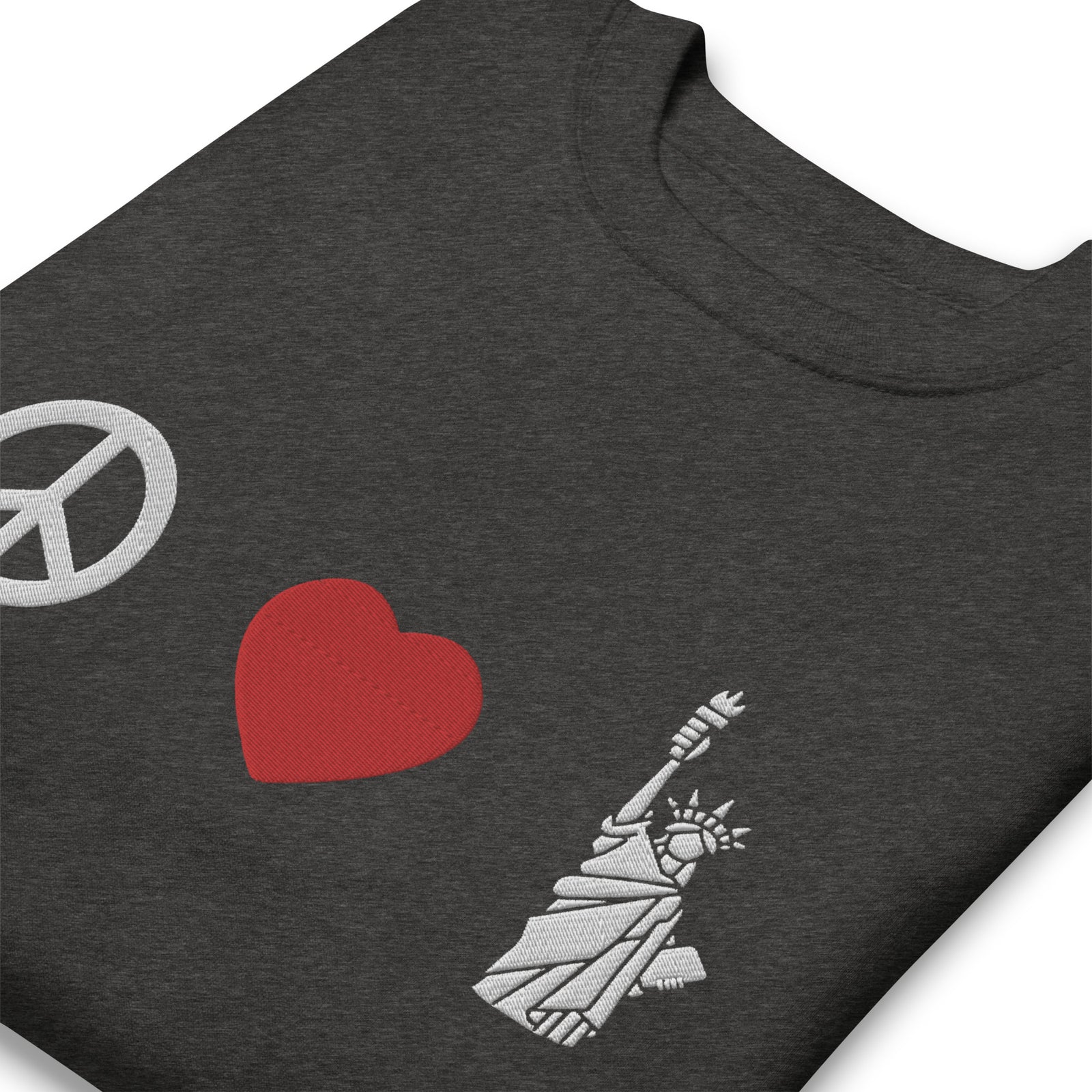 Peace Love Liberty Embroidered Crewneck Sweatshirt
