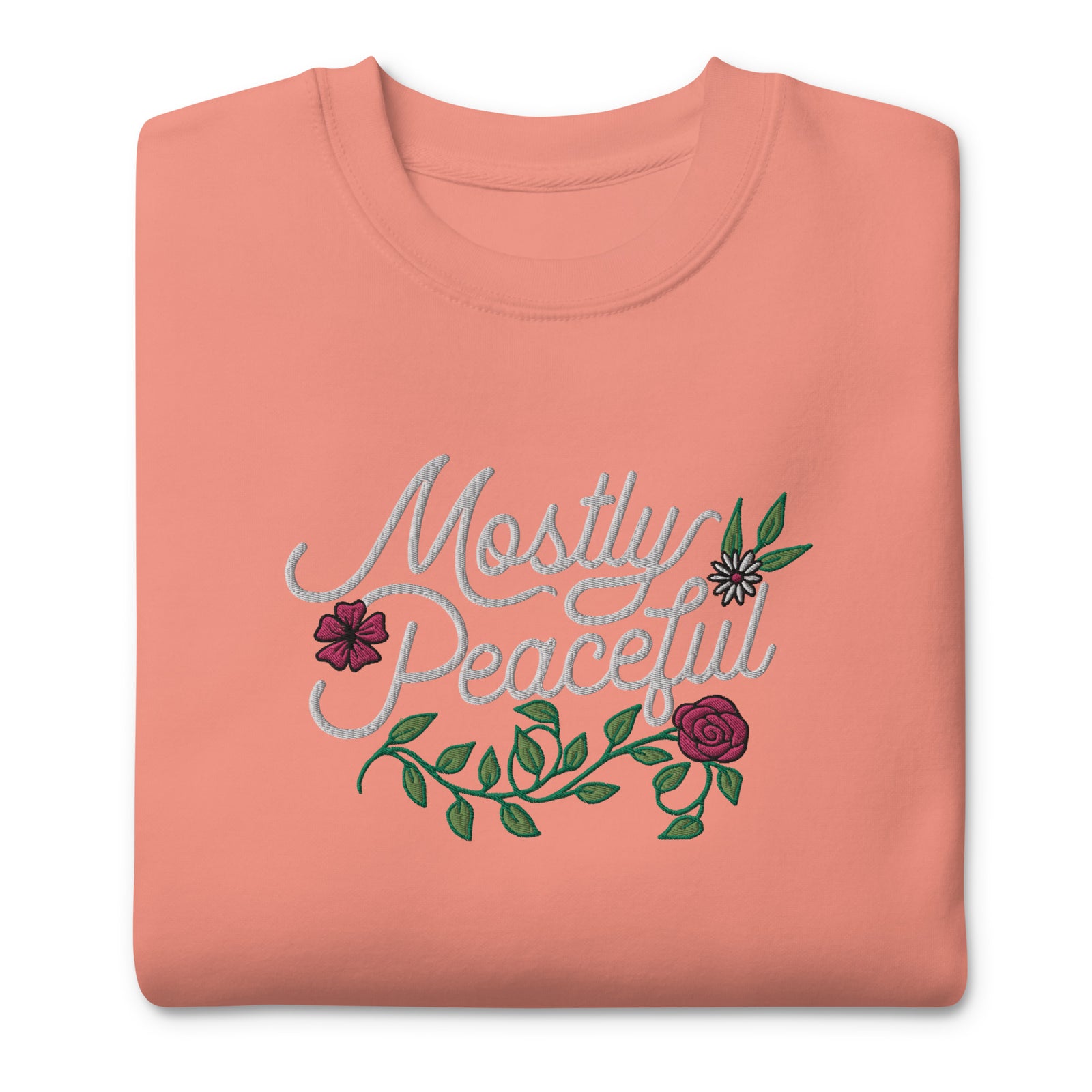 Mostly Peaceful Embroidered Crewneck Sweatshirt