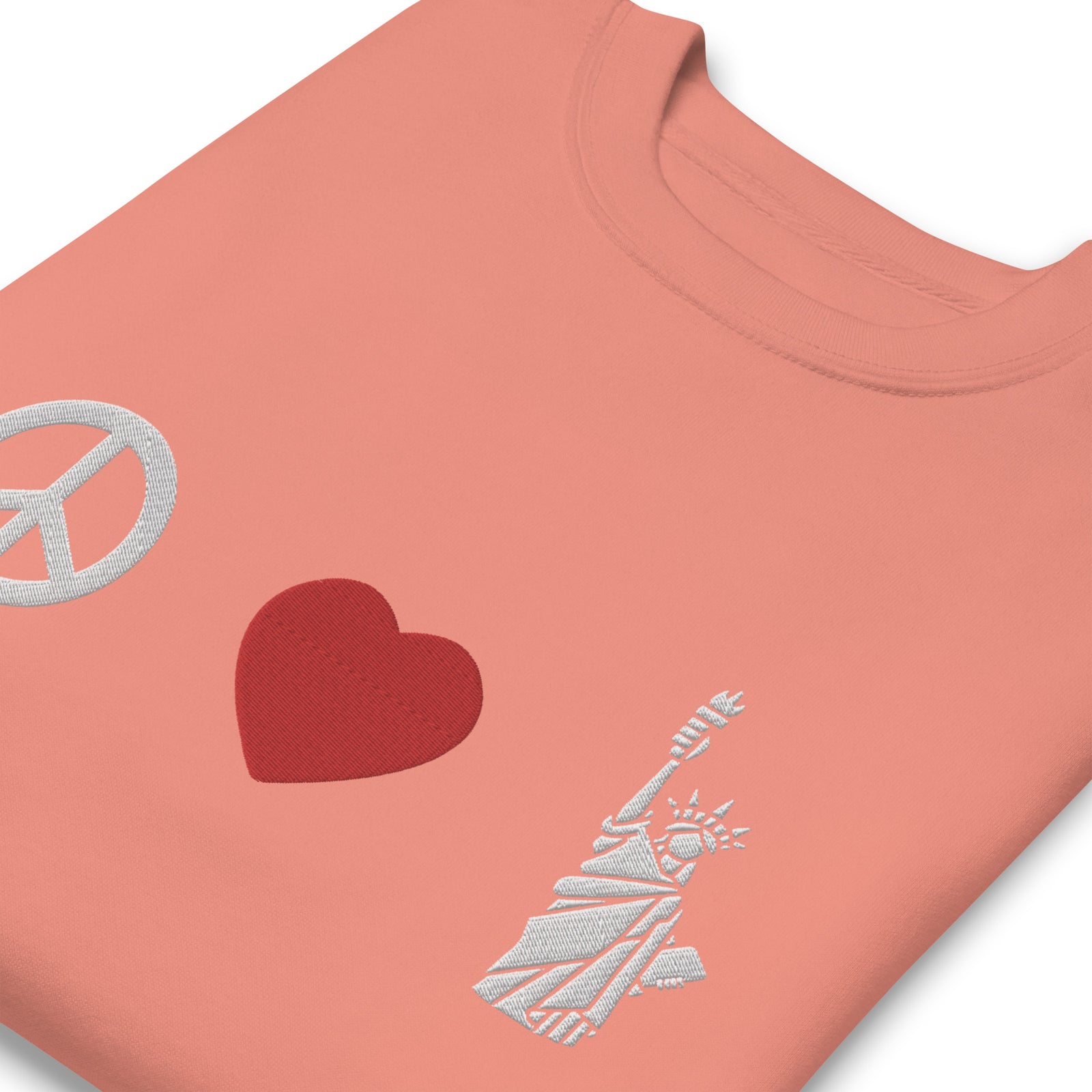 Peace Love Liberty Embroidered Crewneck Sweatshirt
