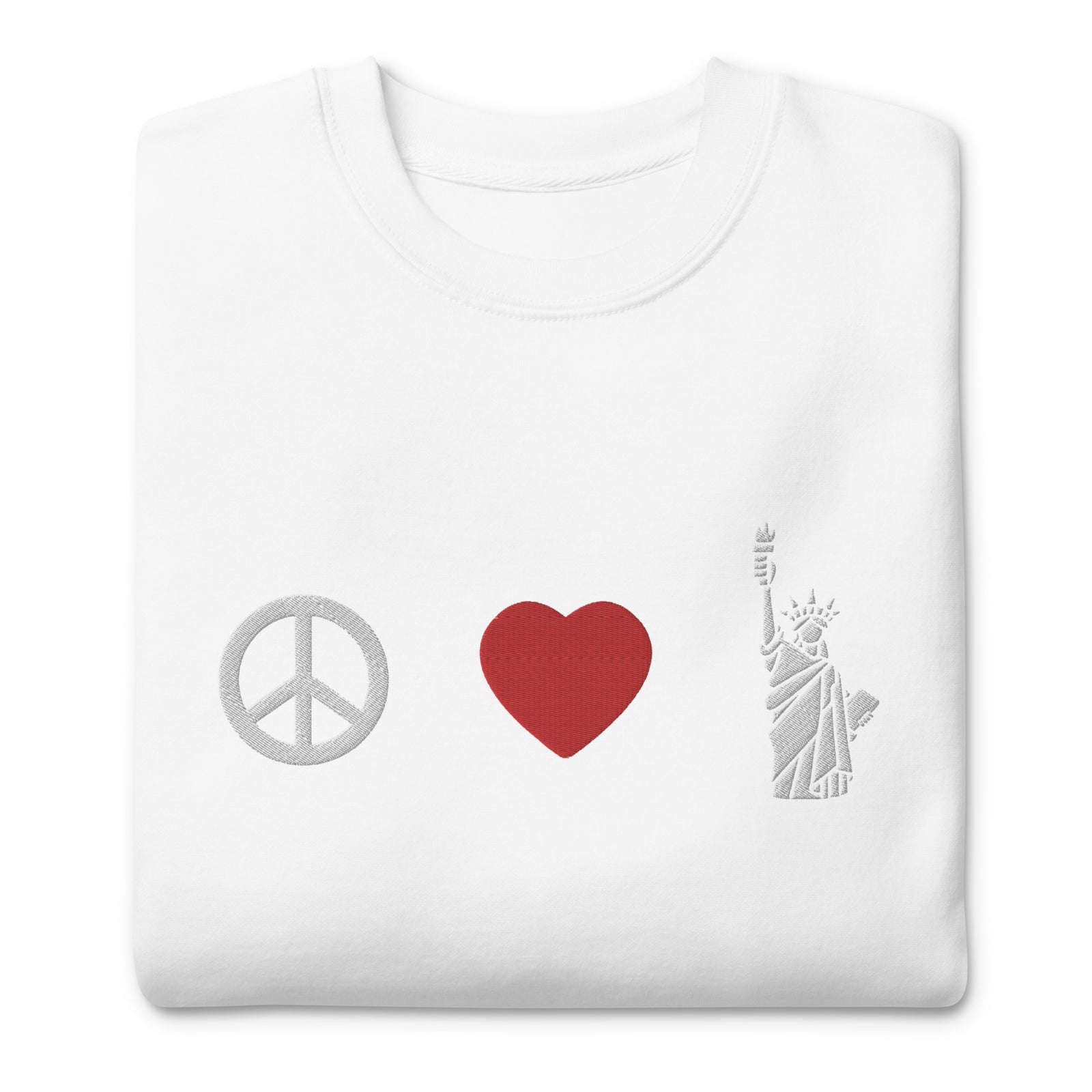 Peace Love Liberty Embroidered Crewneck Sweatshirt