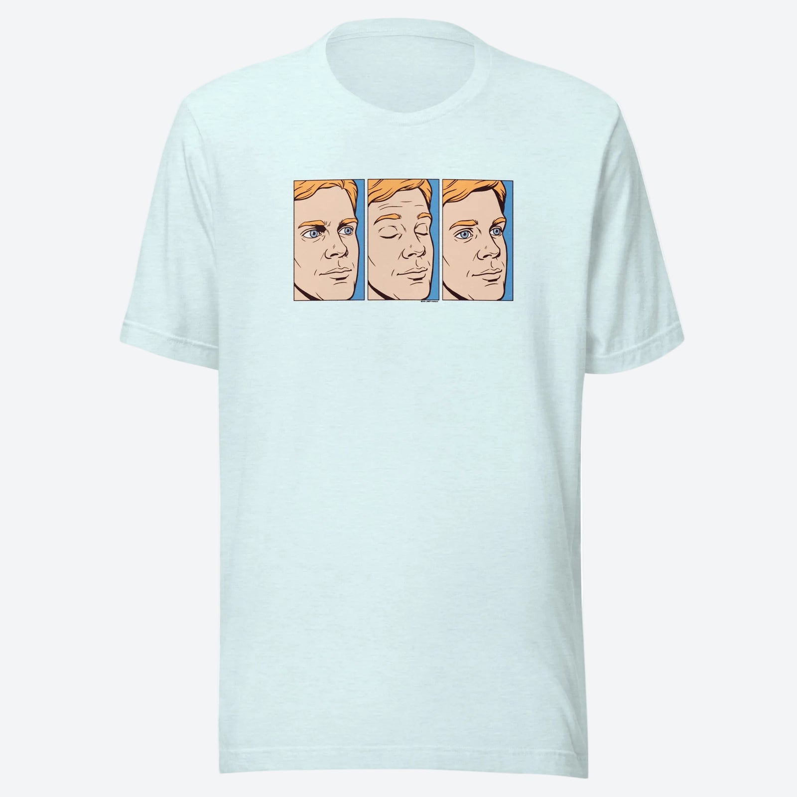 Blinking White Guy T-Shirt in Heather Ice Blue front view