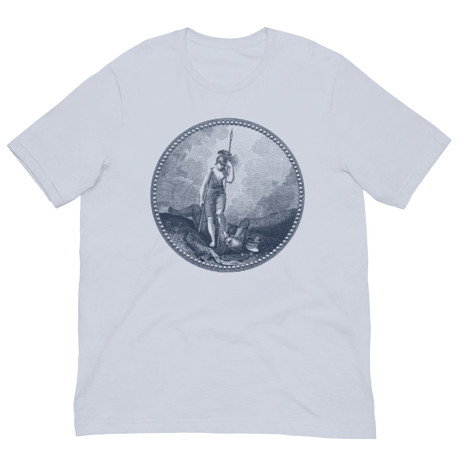 Sic Semper Tyrannis Virginia seal graphic T-shirt in light blue