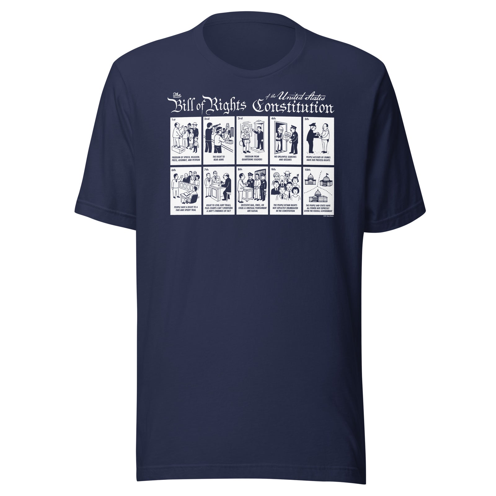 Navy Blue The Illustrated Bill of Rights Graphic Tee by Liberty Maniacs