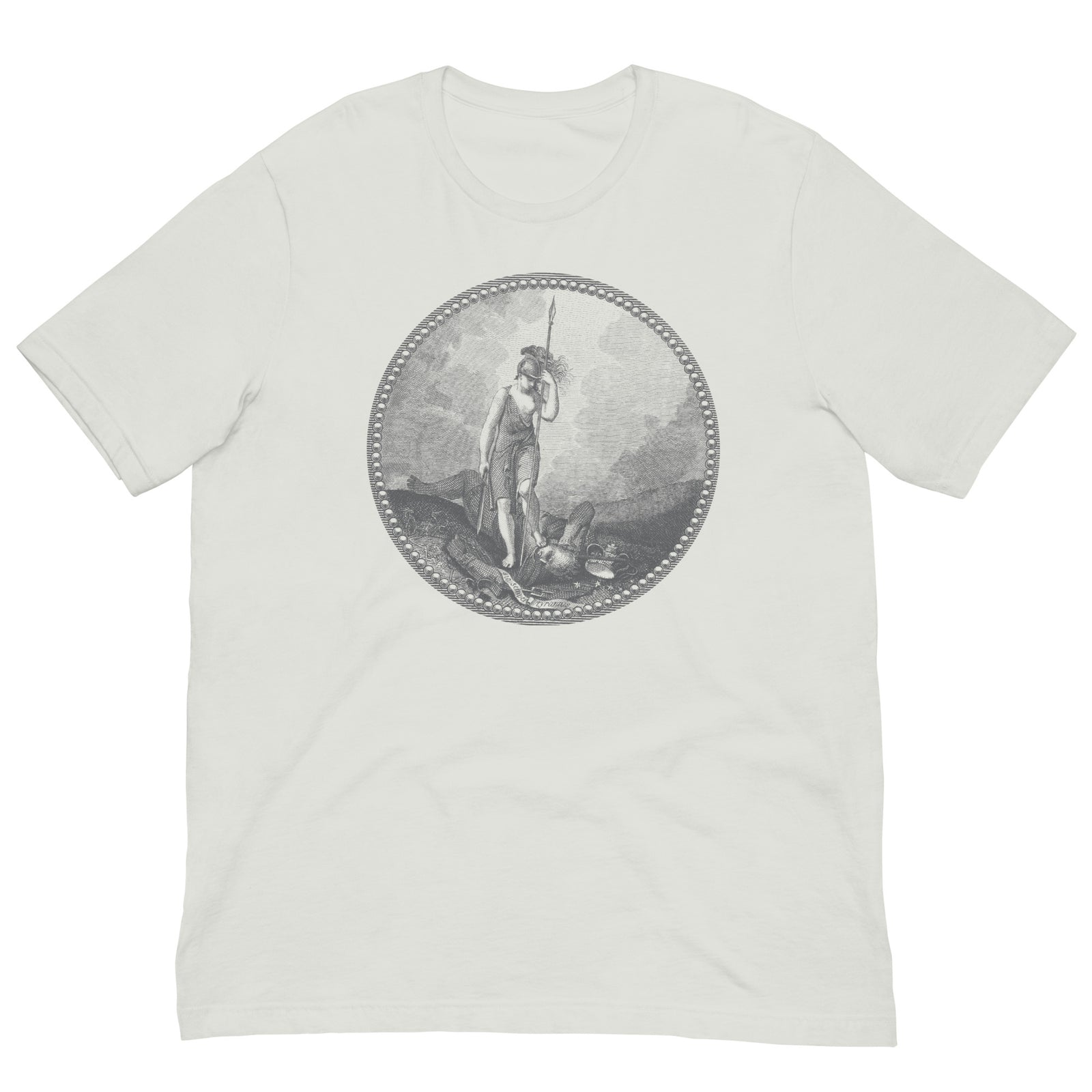 Sic Semper Tyrannis Virginia seal graphic T-shirt in silver