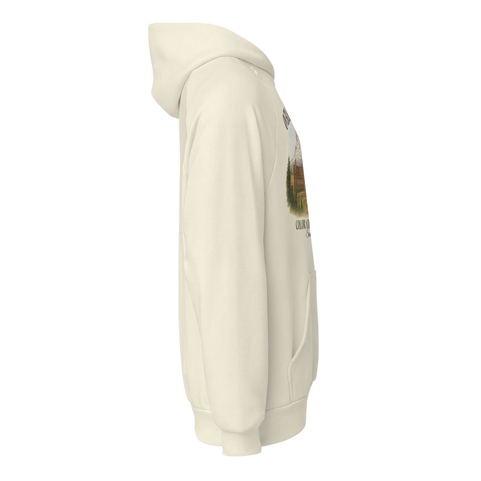Cream Overlook Hotel super heavyweight hoodie, right side view