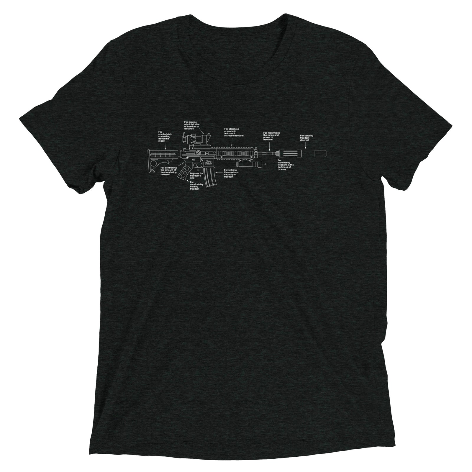 Components of Freedom Rifle Tri-Blend Shirt