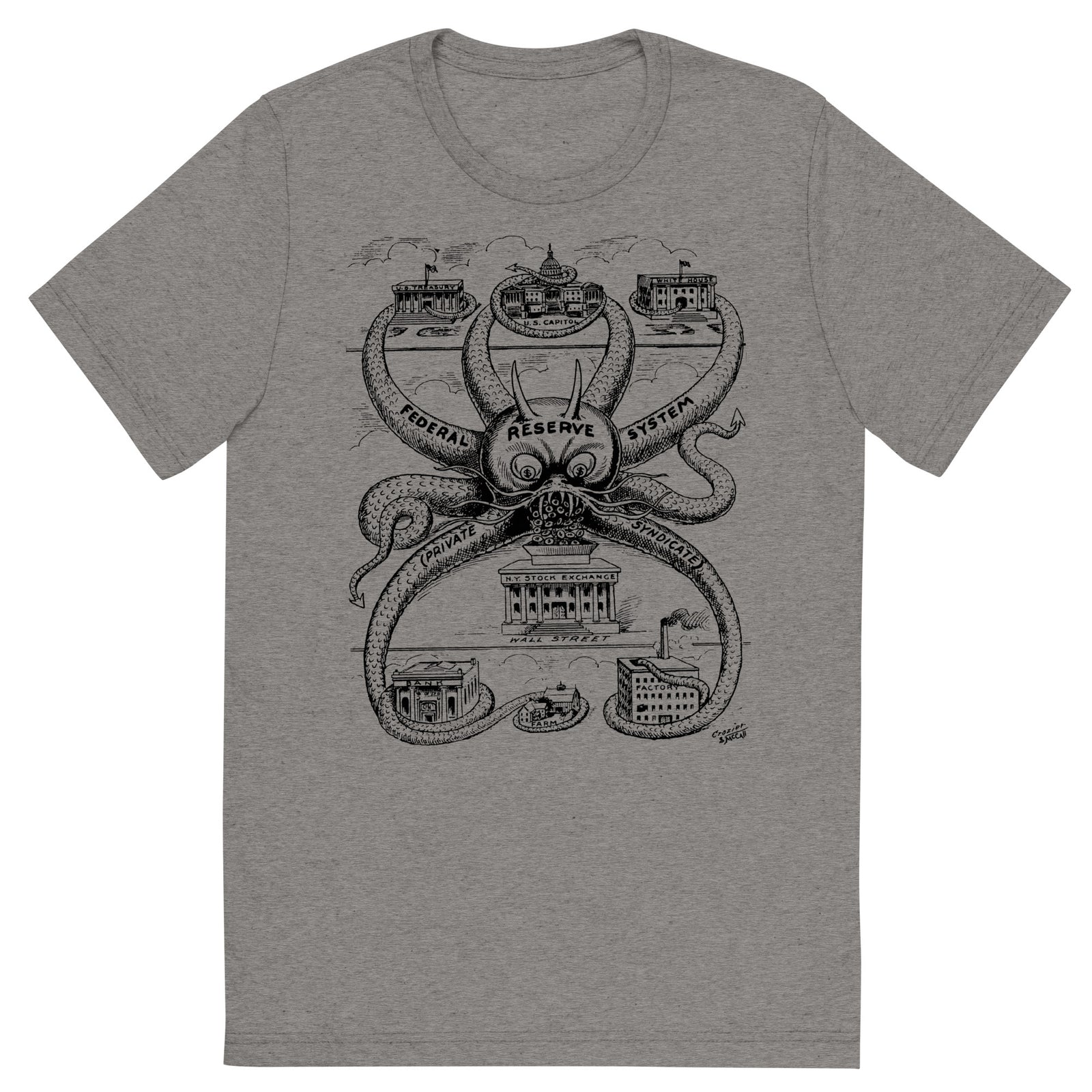 Federal Reserve Octopus Vintage Tri-Blend T-Shirt