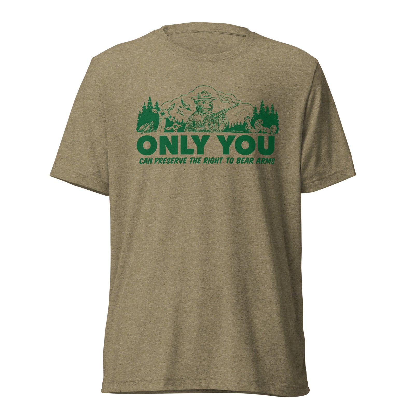 Only You Can Preserve the Right To Bear Arms Retro Smokey Tri-blend track shirt