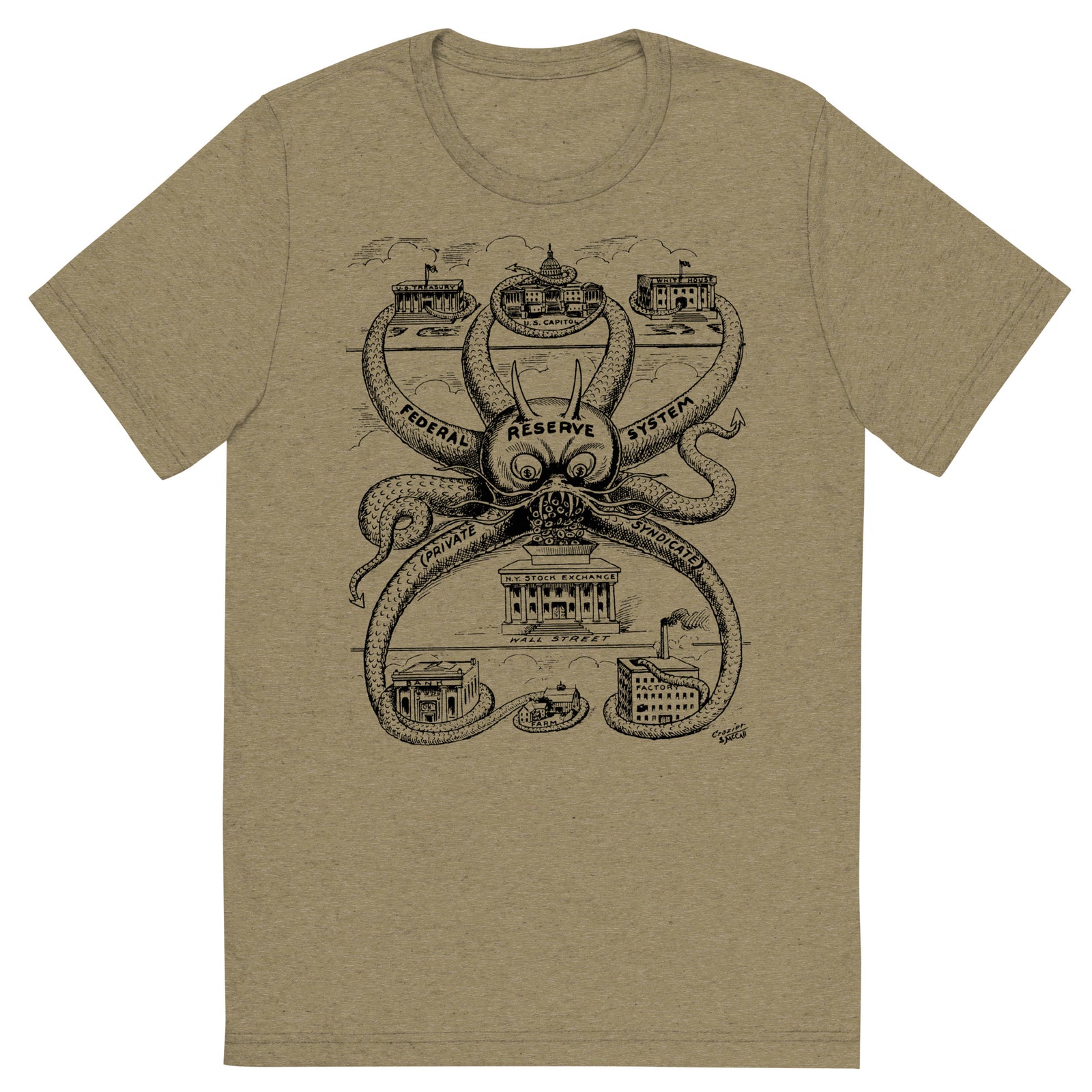 Federal Reserve Octopus Vintage Tri-Blend T-Shirt