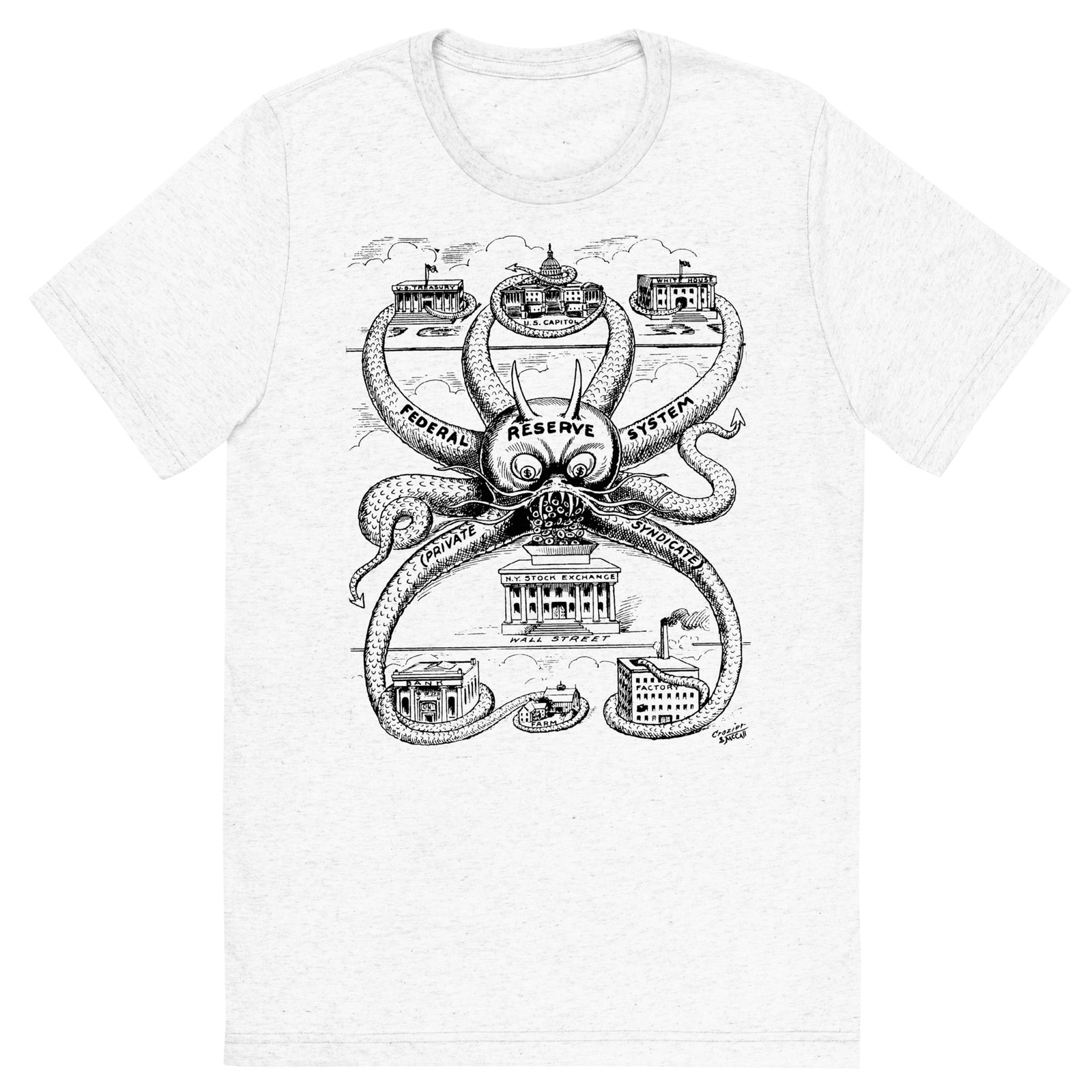 Federal Reserve Octopus Vintage Tri-Blend T-Shirt