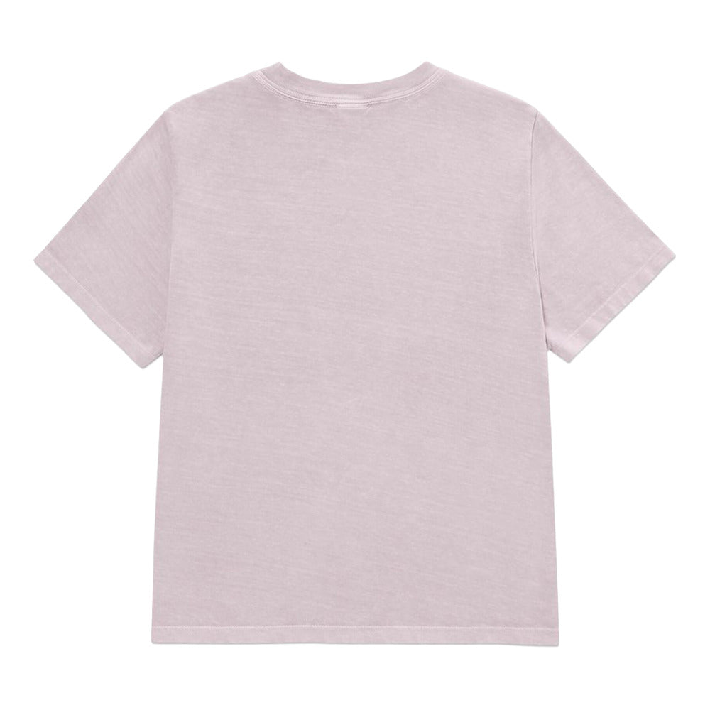 A light pink short-sleeve crewneck t-shirt shown from the back, laid flat against a solid white background.