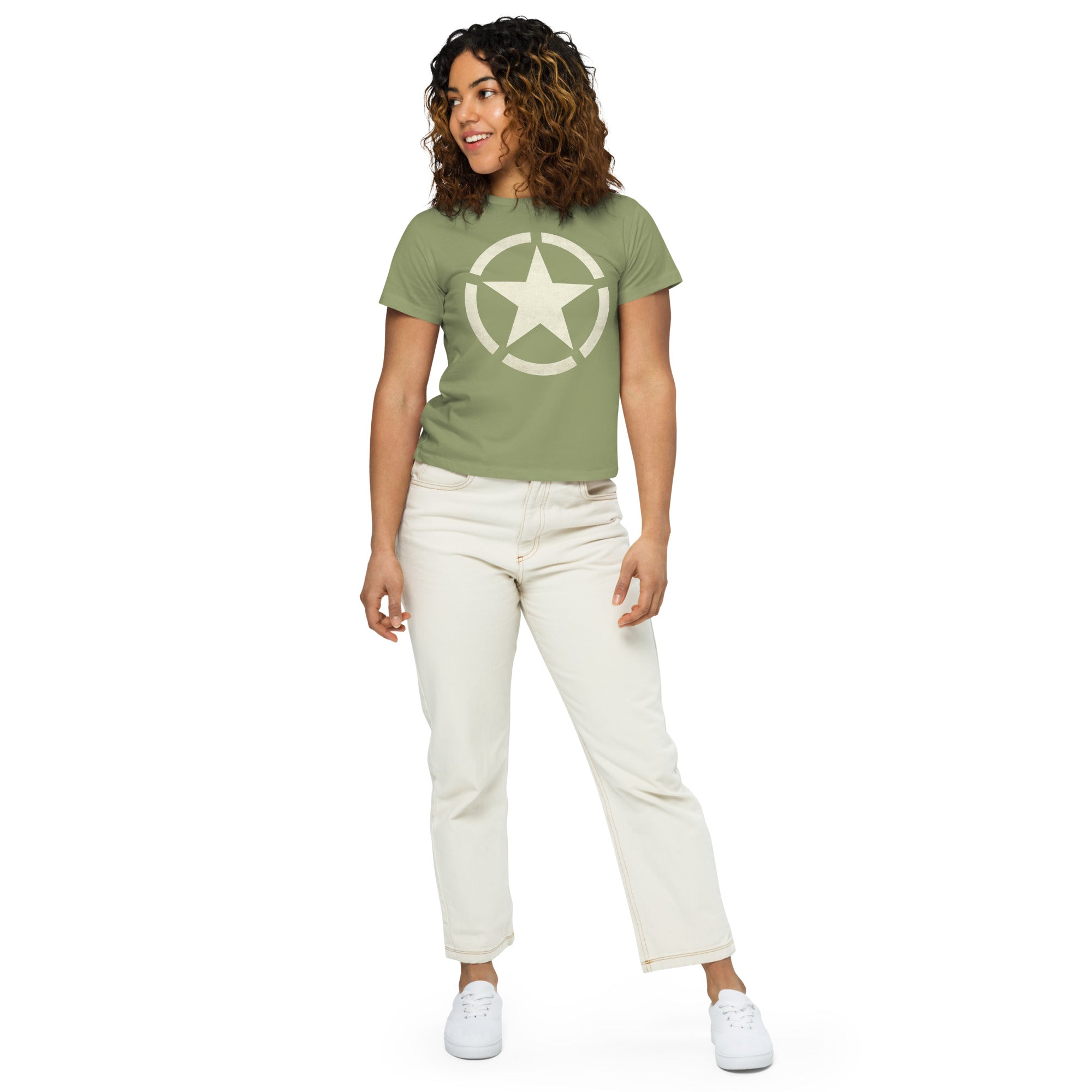 WW2 Circled Star Women’s High-waisted T-Shirt