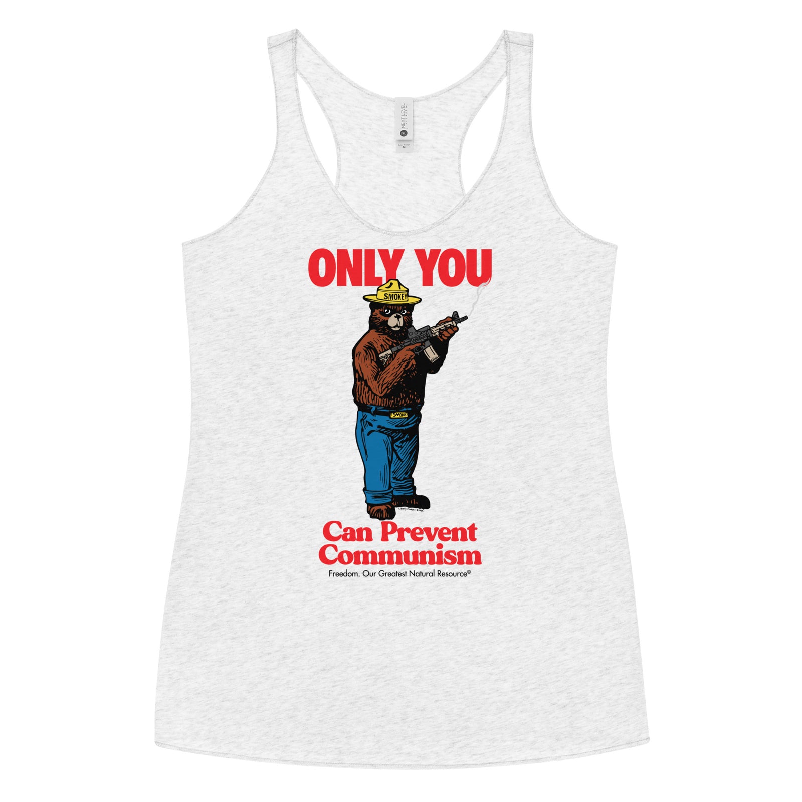 Smokey the Bear Only You Can Prevent Communism Women's Racerback Tank