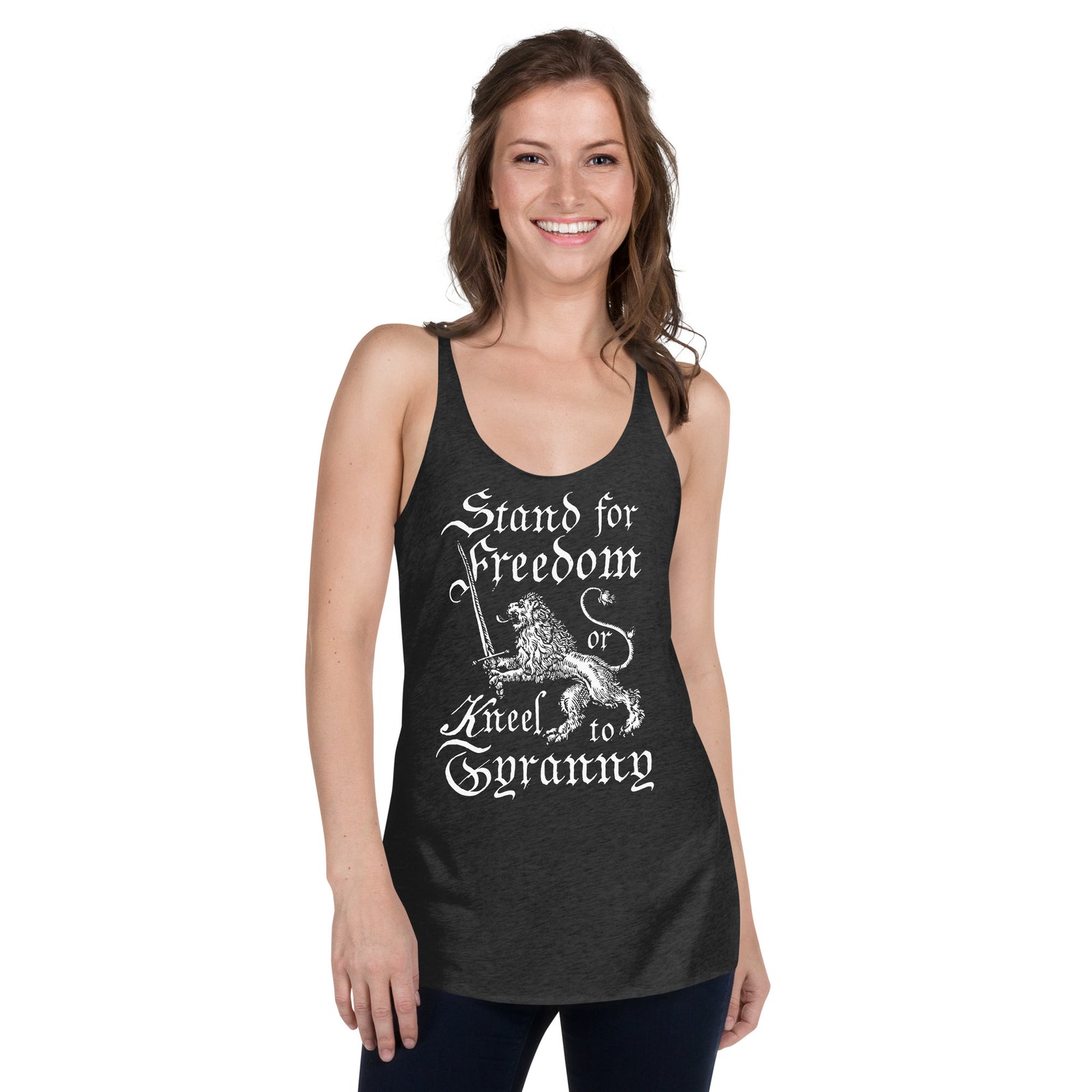 Stand for Freedom or Kneel to Tyranny Women's Racerback Tank
