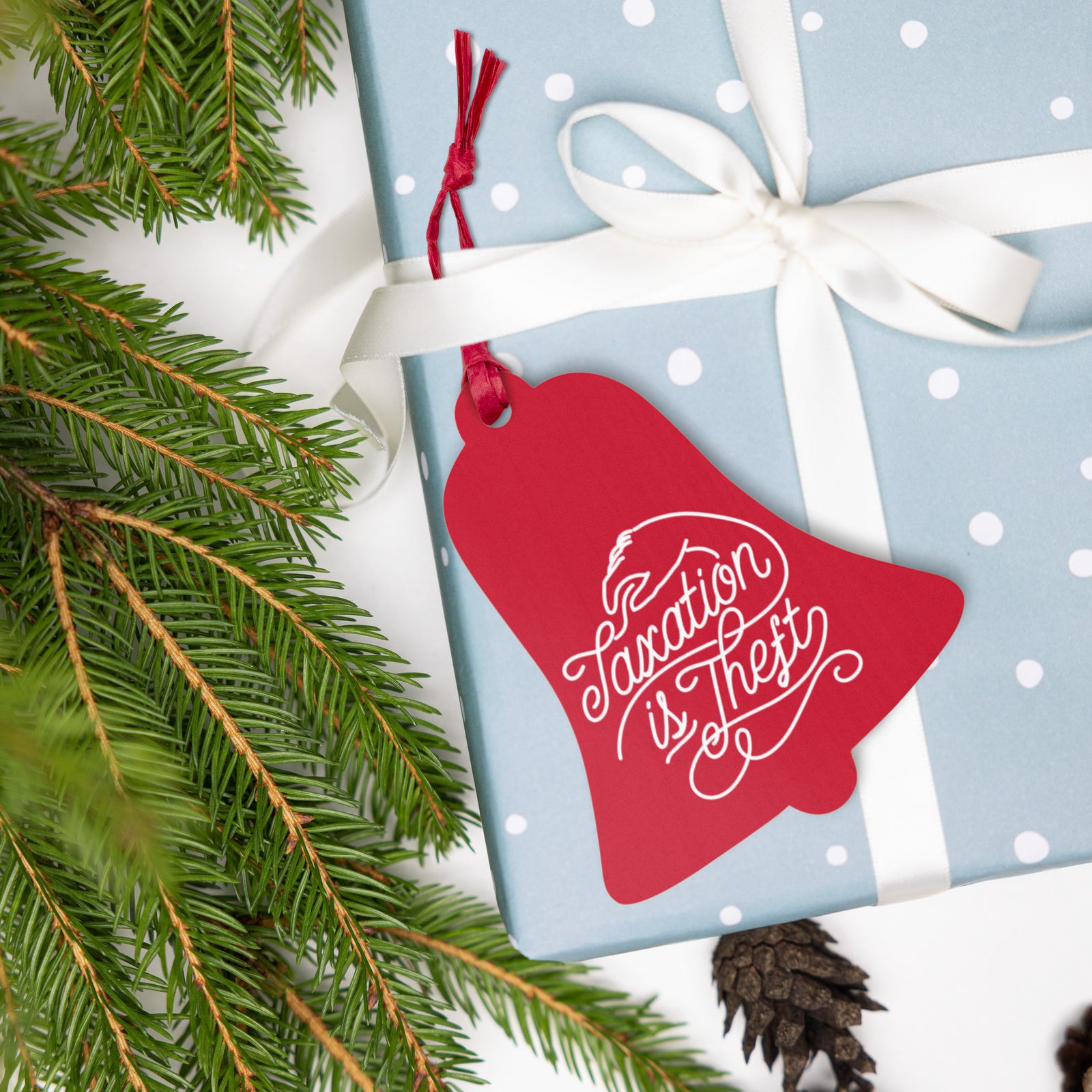 Taxation is Theft Christmas Wooden Ornaments