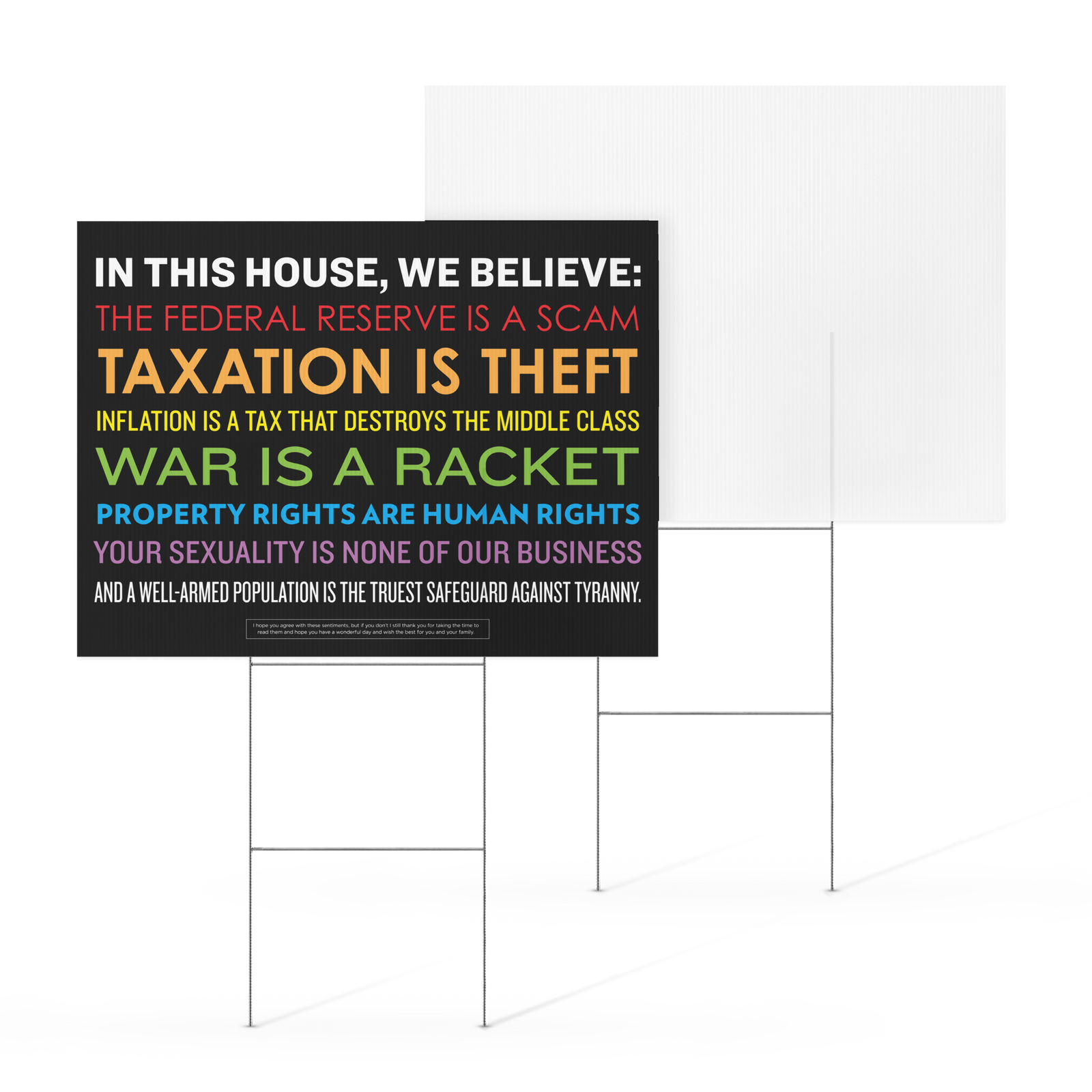 Libertarian In This House Yard Sign