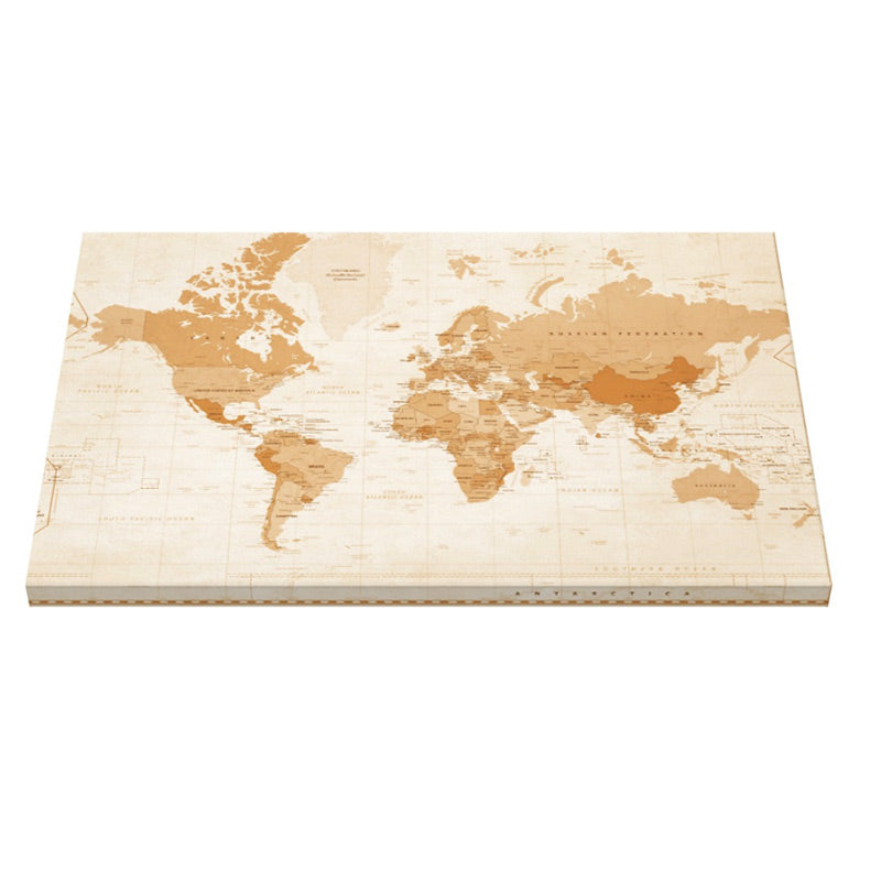 Sepia World Map Hand Stretched 36 x 24 Canvas