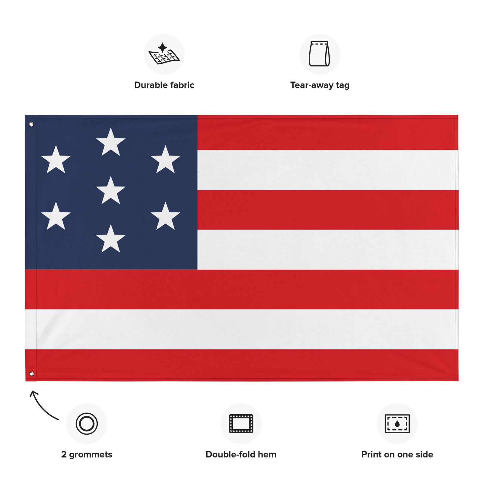 Whiskey Rebellion 7 Stars 7 Bars Wall Flag