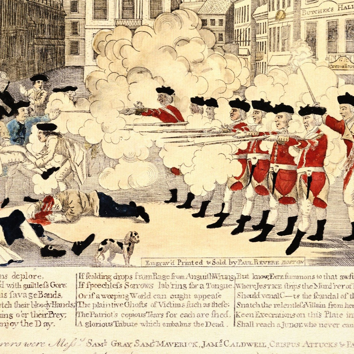Bloody Massacre Perpetrated in Kings Street in Boston Paul Revere Engraving Print
