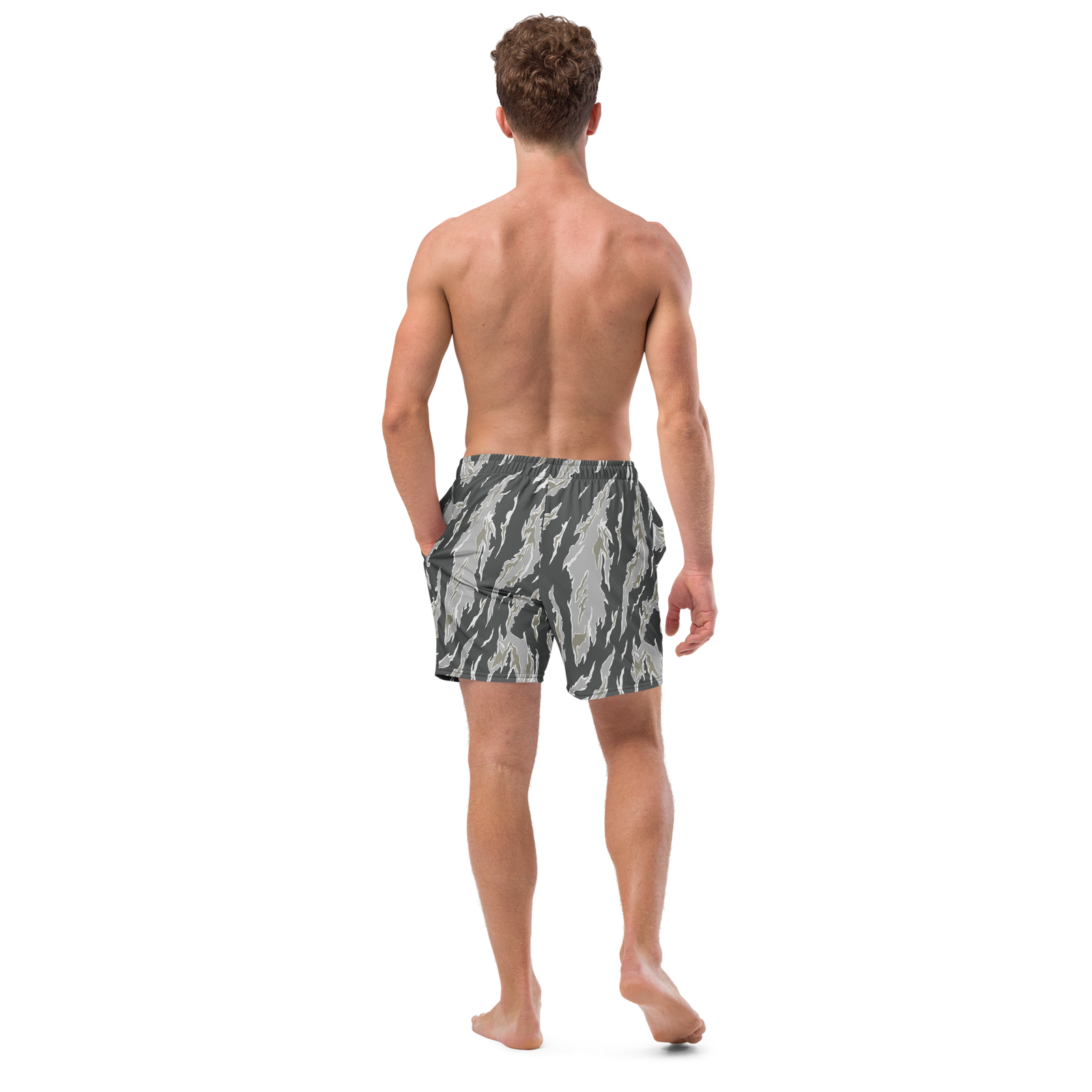 Drab Tiger Stripe Camo Men's Swim Trunks